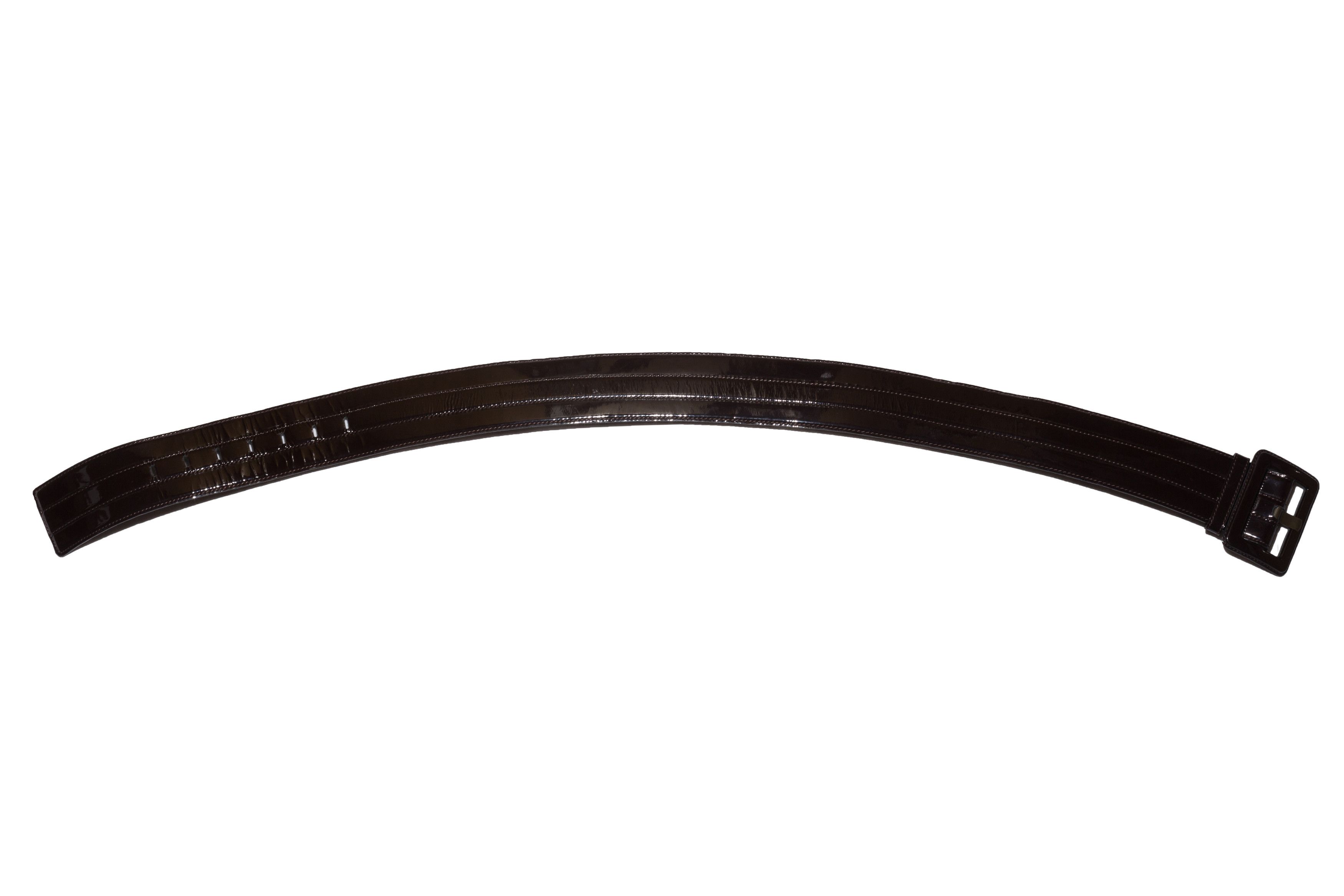 Japanese Brand Red Patent Leather Wide Belt Size 32 - 2 Thumbnail