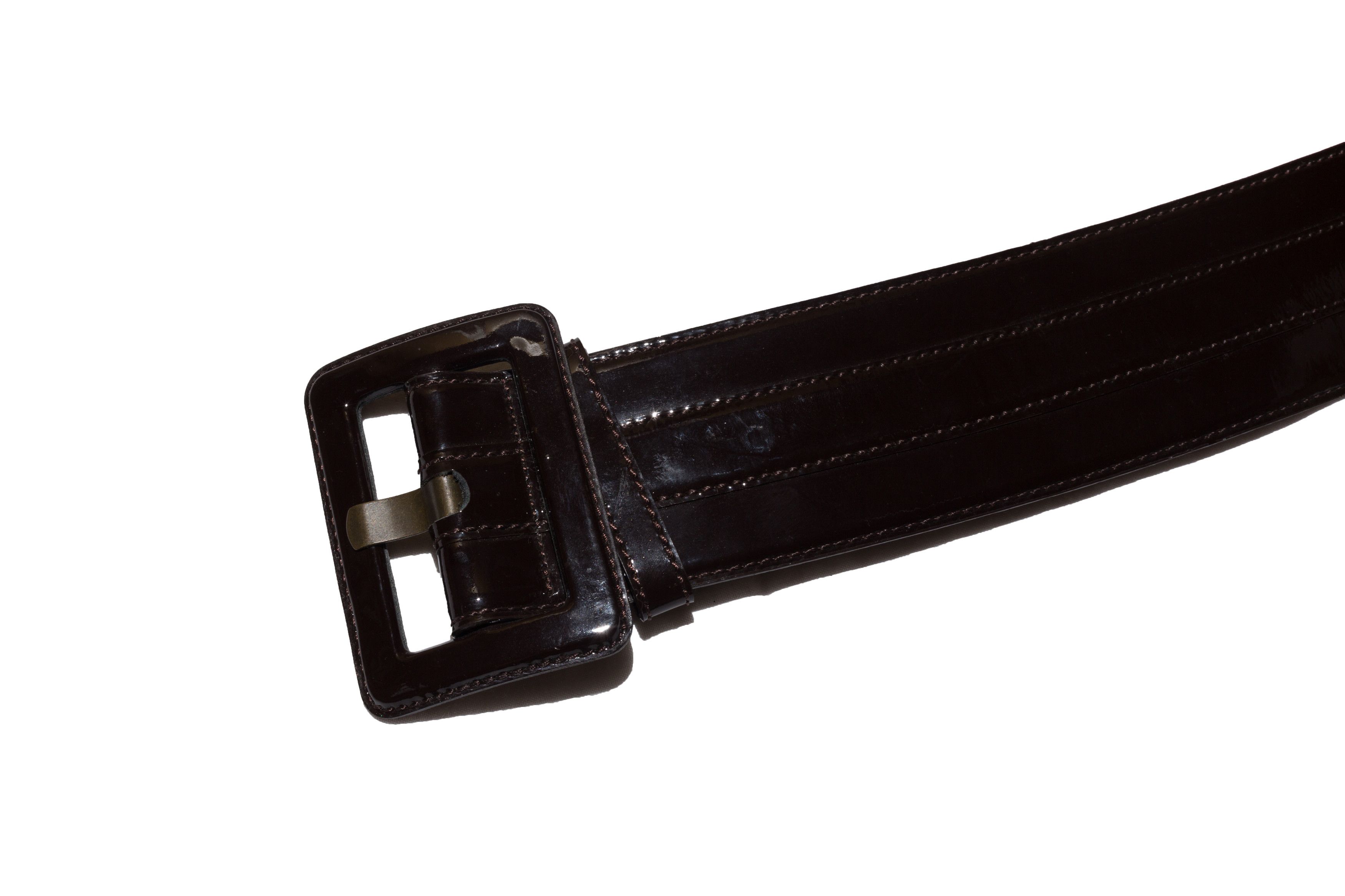 Japanese Brand Red Patent Leather Wide Belt Size 32 - 4 Thumbnail