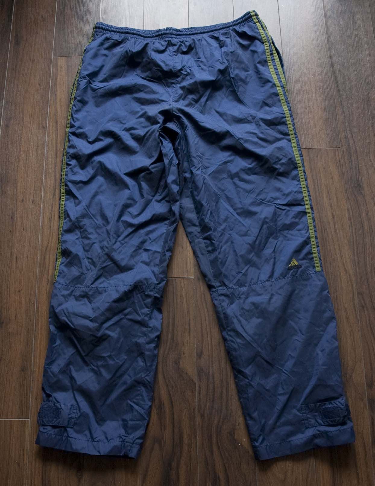 Vintage Adidas Track Pants Nylon Leg Double Logo Navy Size M