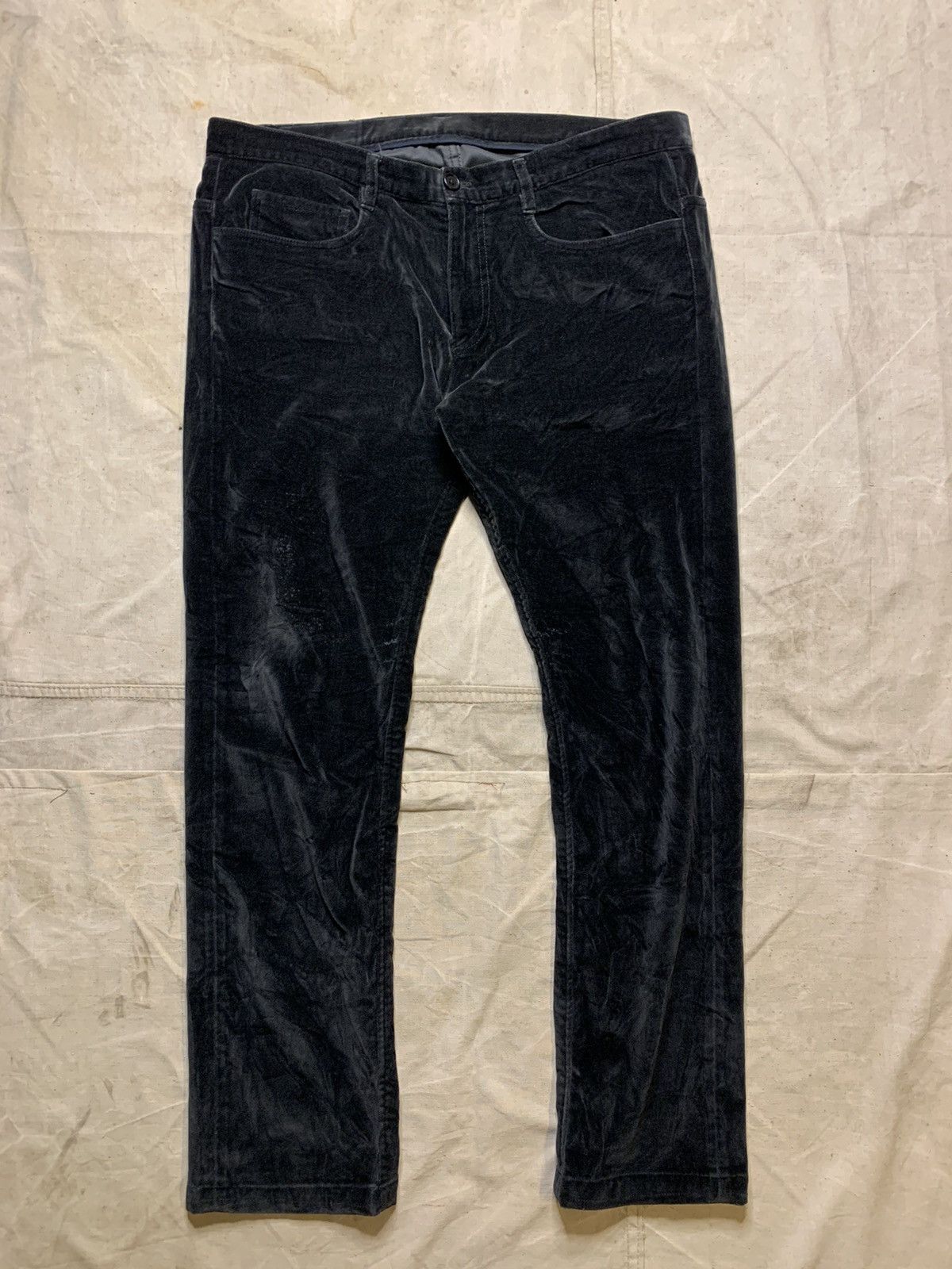 image of Vintage Miu Miu Velvet Pants Black, Men's (Size 34)