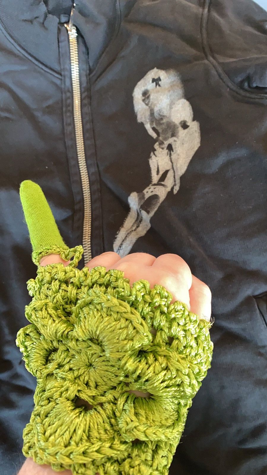 Pre-owned Yohji Yamamoto Green Knit Gloves