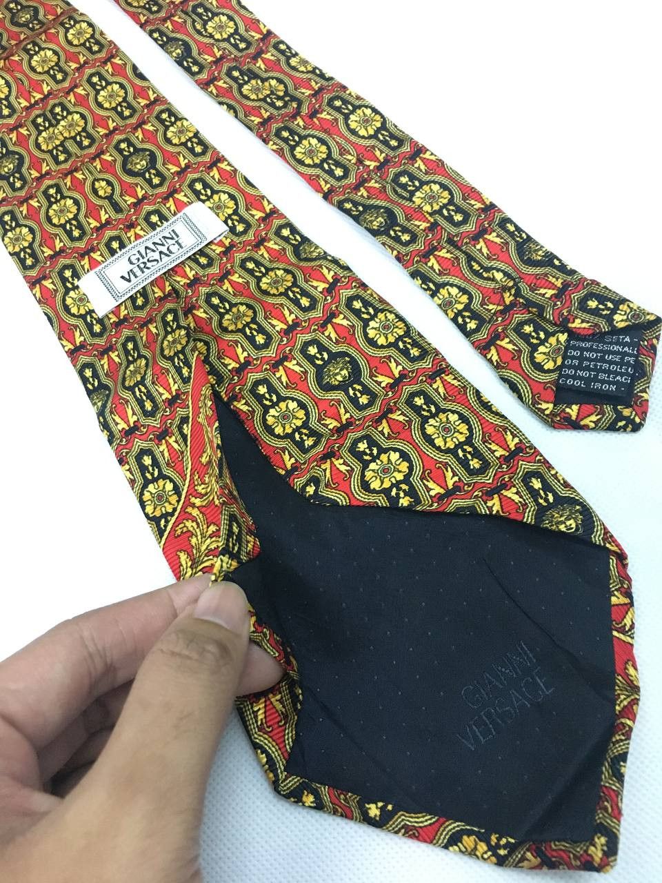 Versace Gianni Versace Medusa Gold Silk Tie Size ONE SIZE - 7 Thumbnail