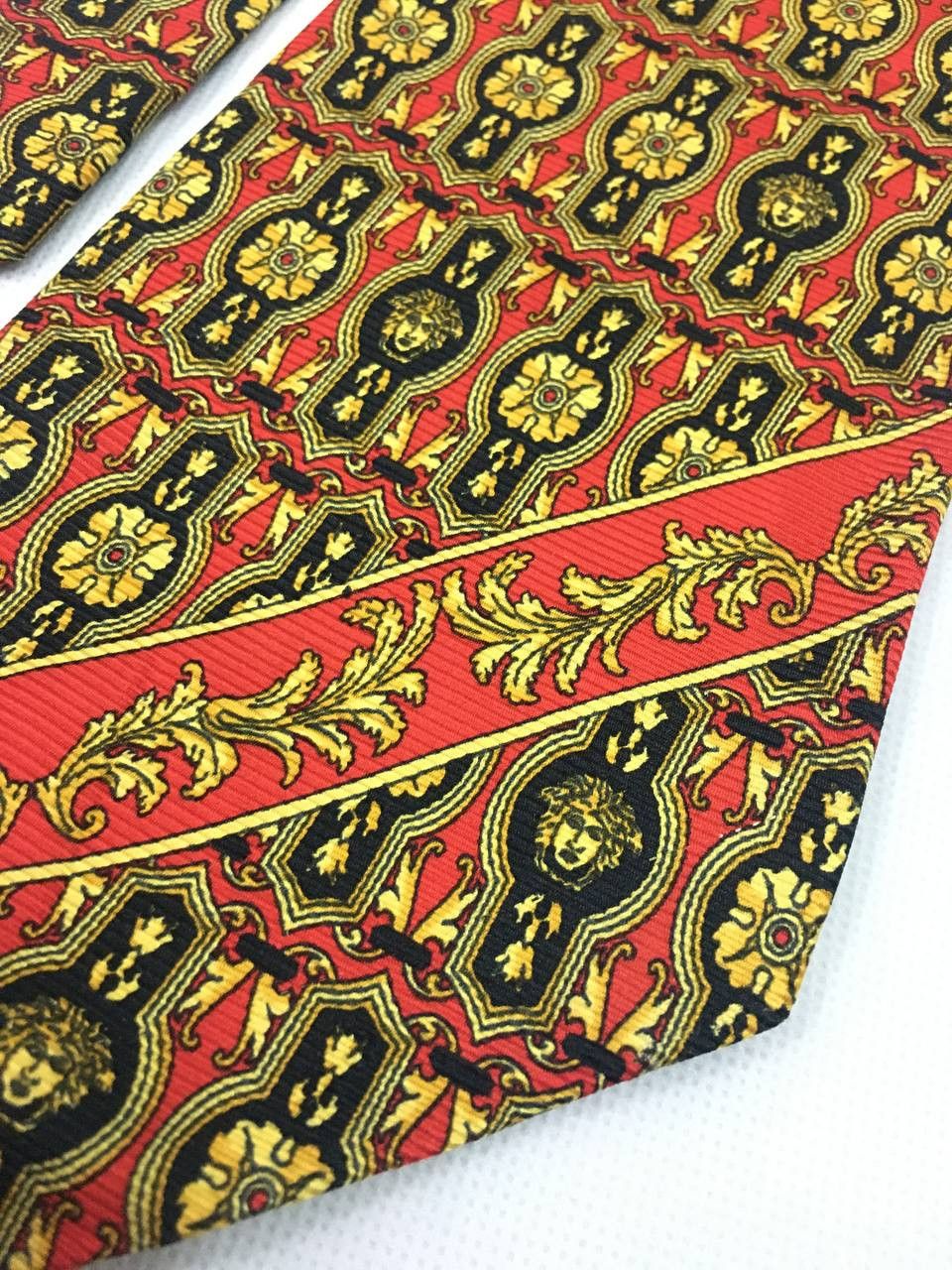 Versace Gianni Versace Medusa Gold Silk Tie Size ONE SIZE - 4 Thumbnail