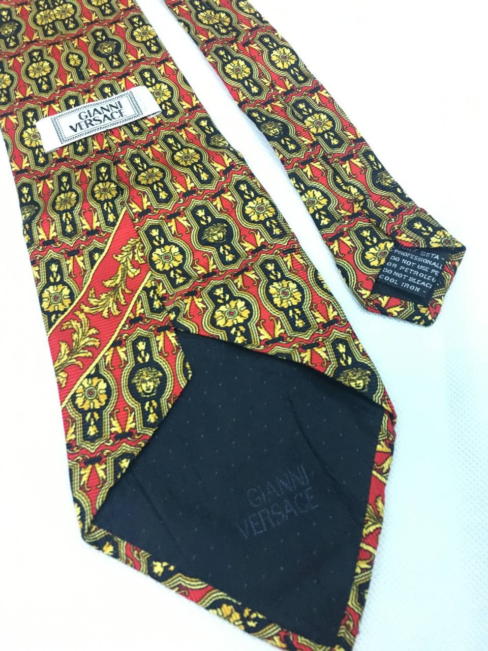 Versace Gianni Versace Medusa Gold Silk Tie Size ONE SIZE - 8 Thumbnail