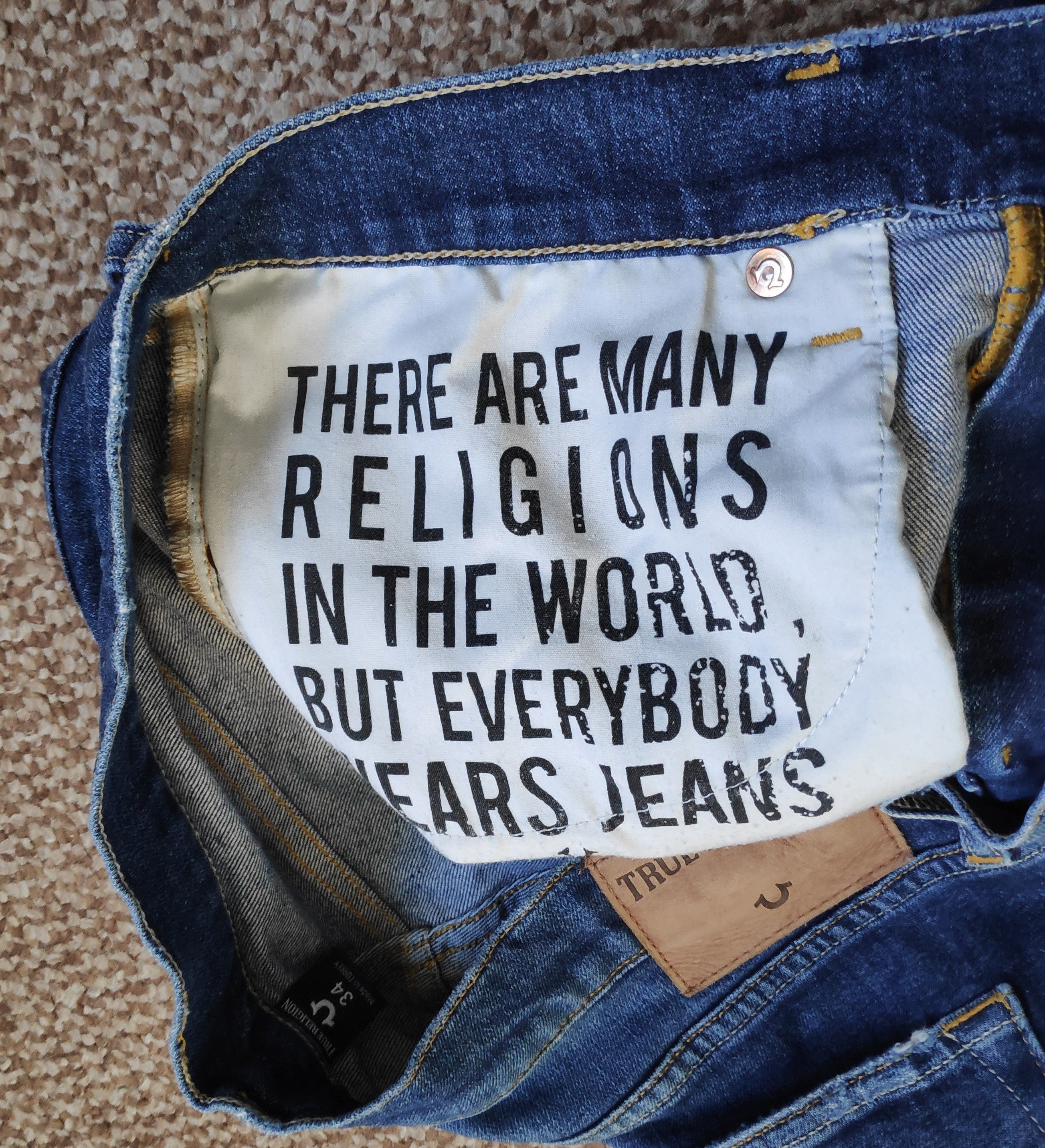 True Religion True Religion Distressed Rocco Relaxed Skinny Denim Jeans Size US 34 / EU 50 - 10 Thumbnail