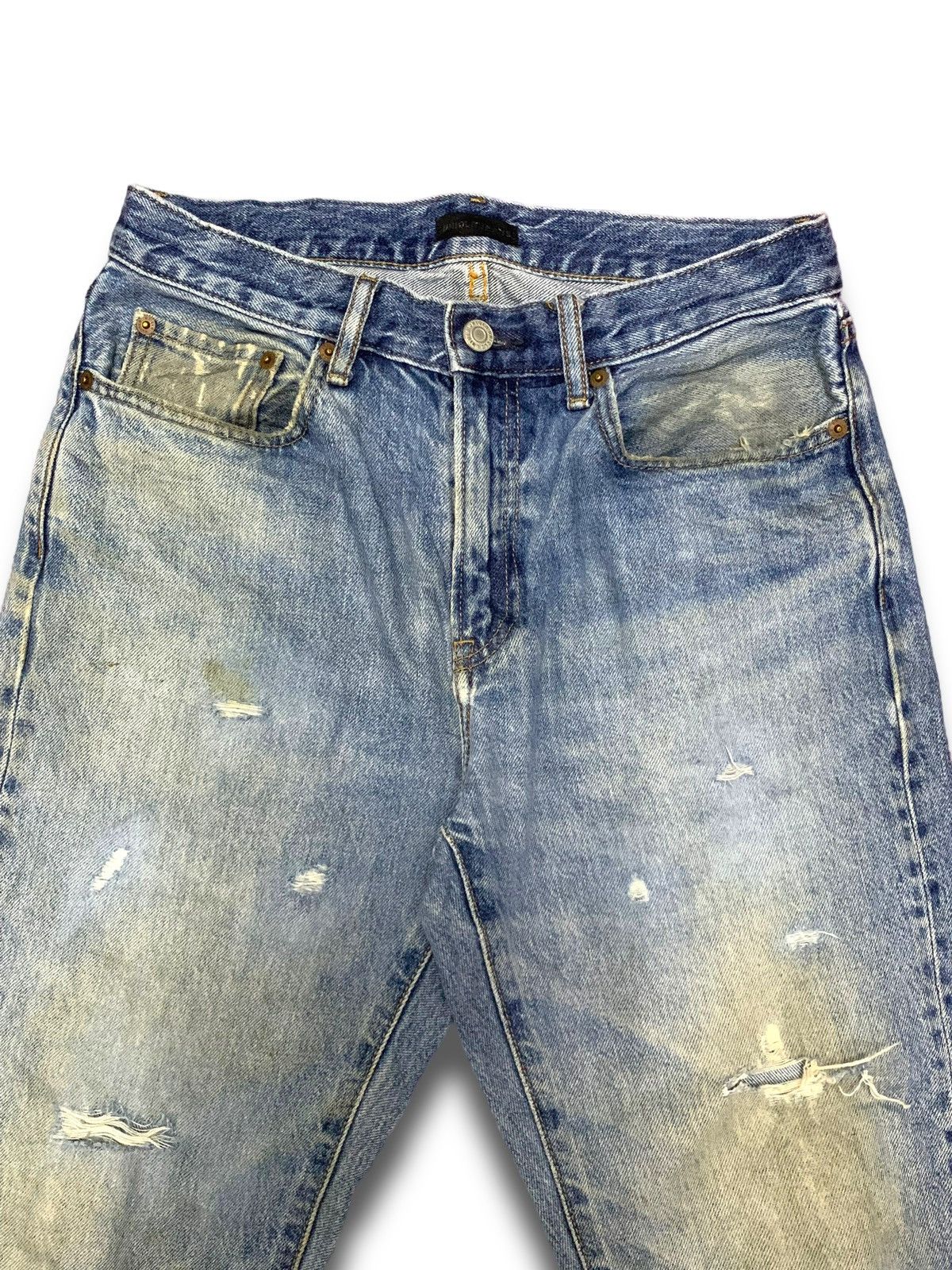 Japanese Brand × Uniqlo Vintage Y2K Jun Takahashi Kaihara Distressed Jeans Size US 29 - 5 Thumbnail