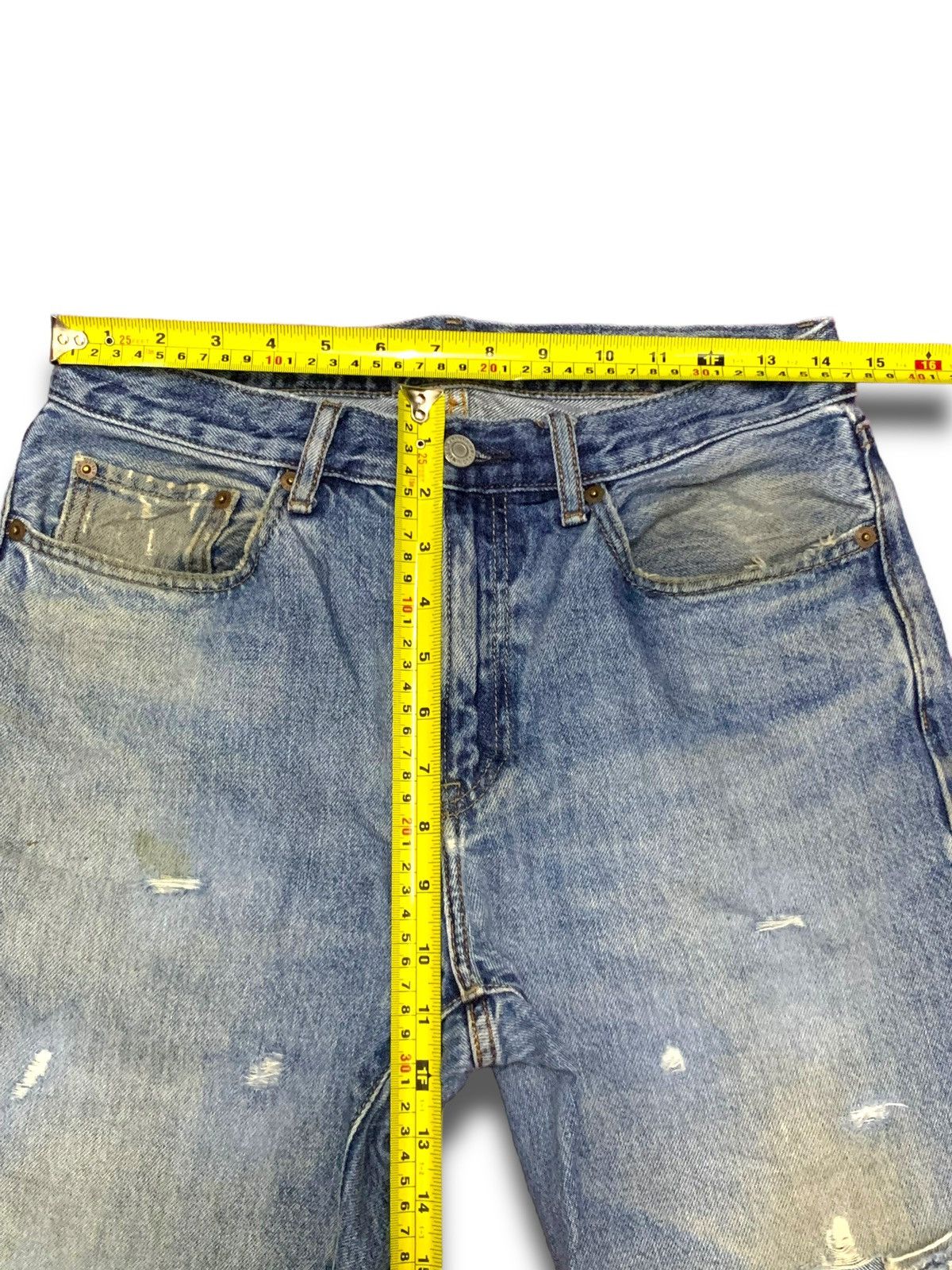 Japanese Brand × Uniqlo Vintage Y2K Jun Takahashi Kaihara Distressed Jeans Size US 29 - 12 Thumbnail