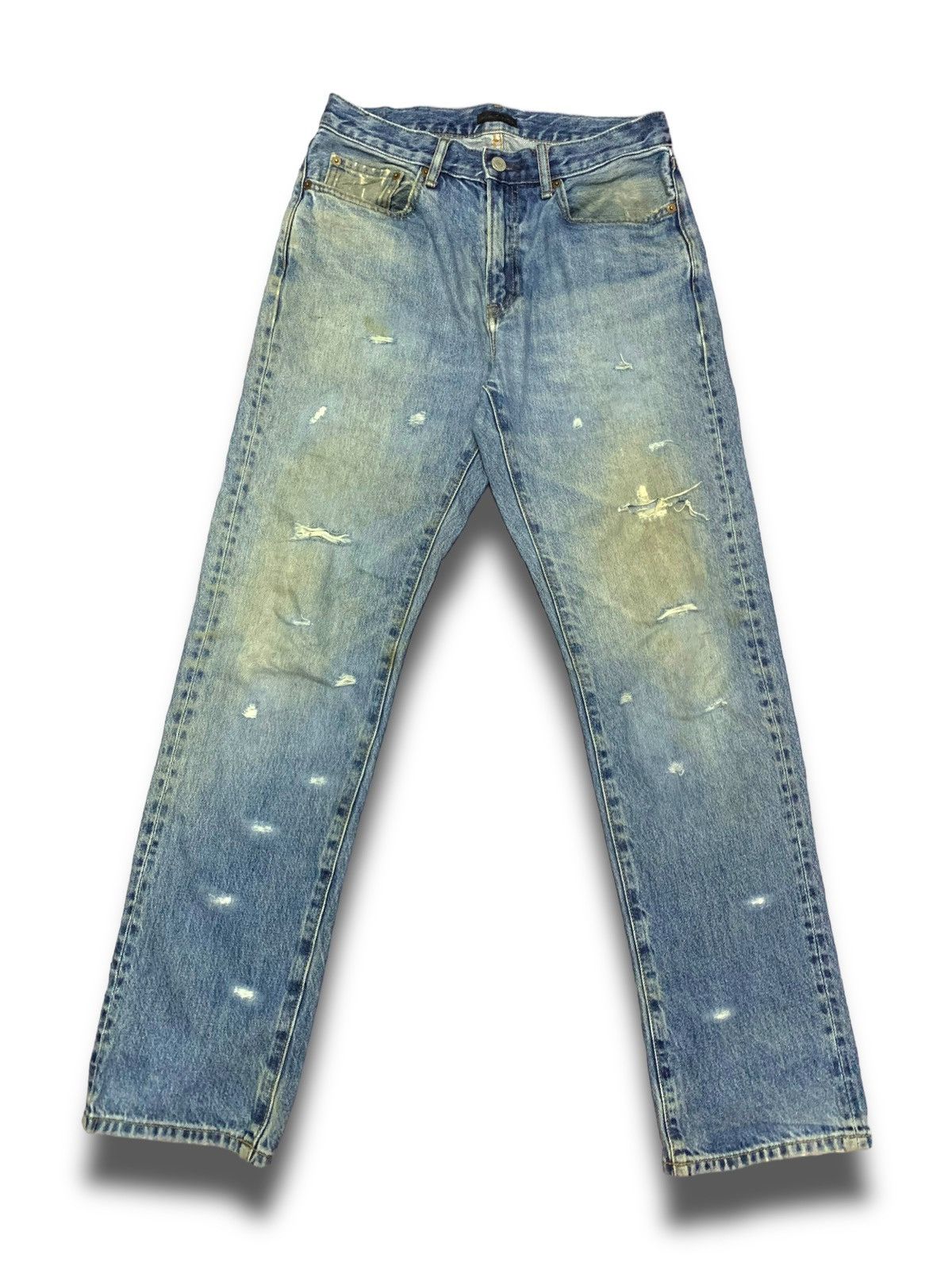 Japanese Brand × Uniqlo Vintage Y2K Jun Takahashi Kaihara Distressed Jeans Size US 29 - 1 Thumbnail