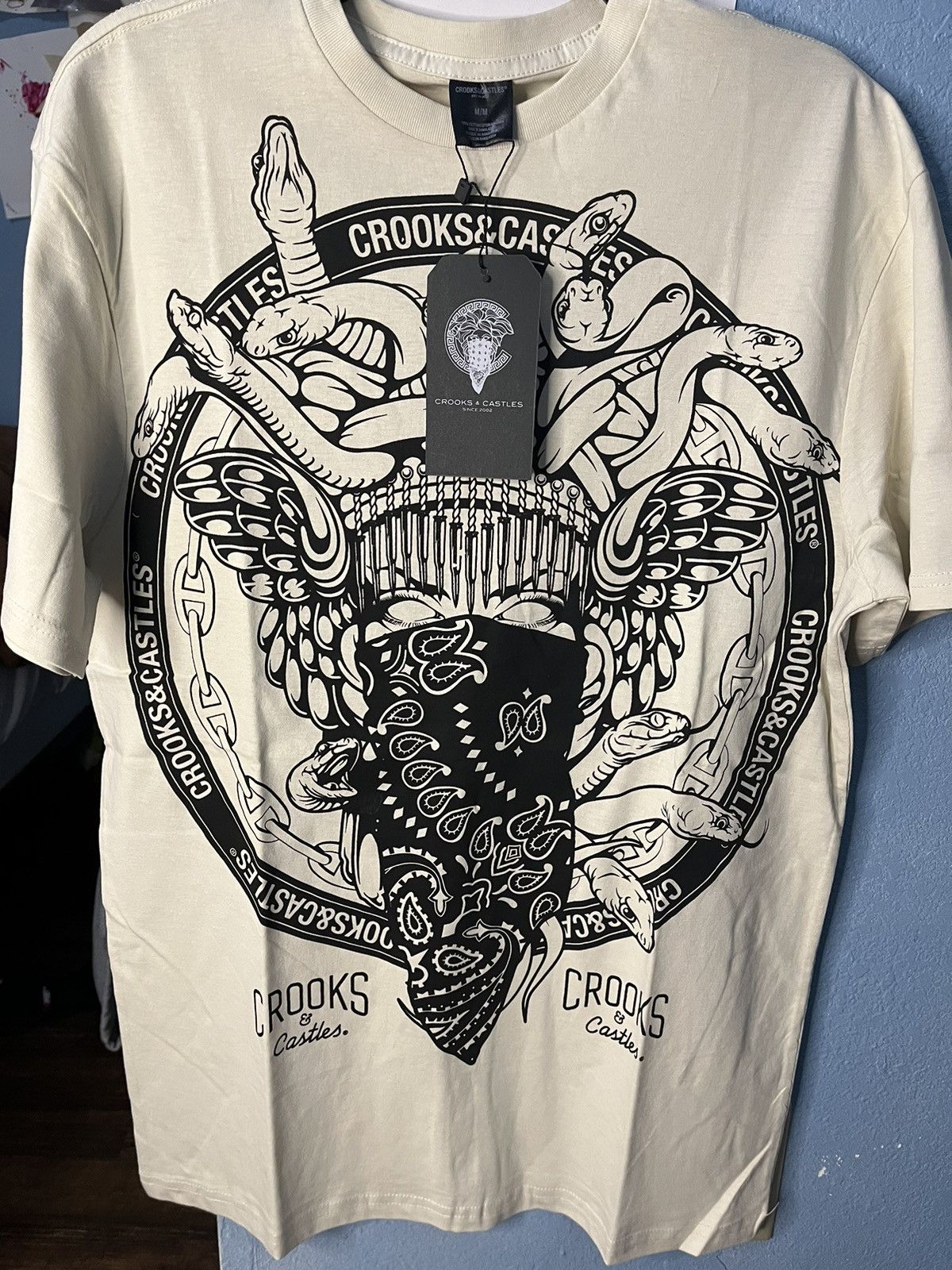 Crooks & Castles Crooks & Castles Black Cream Snakes Chain Logo | Grailed