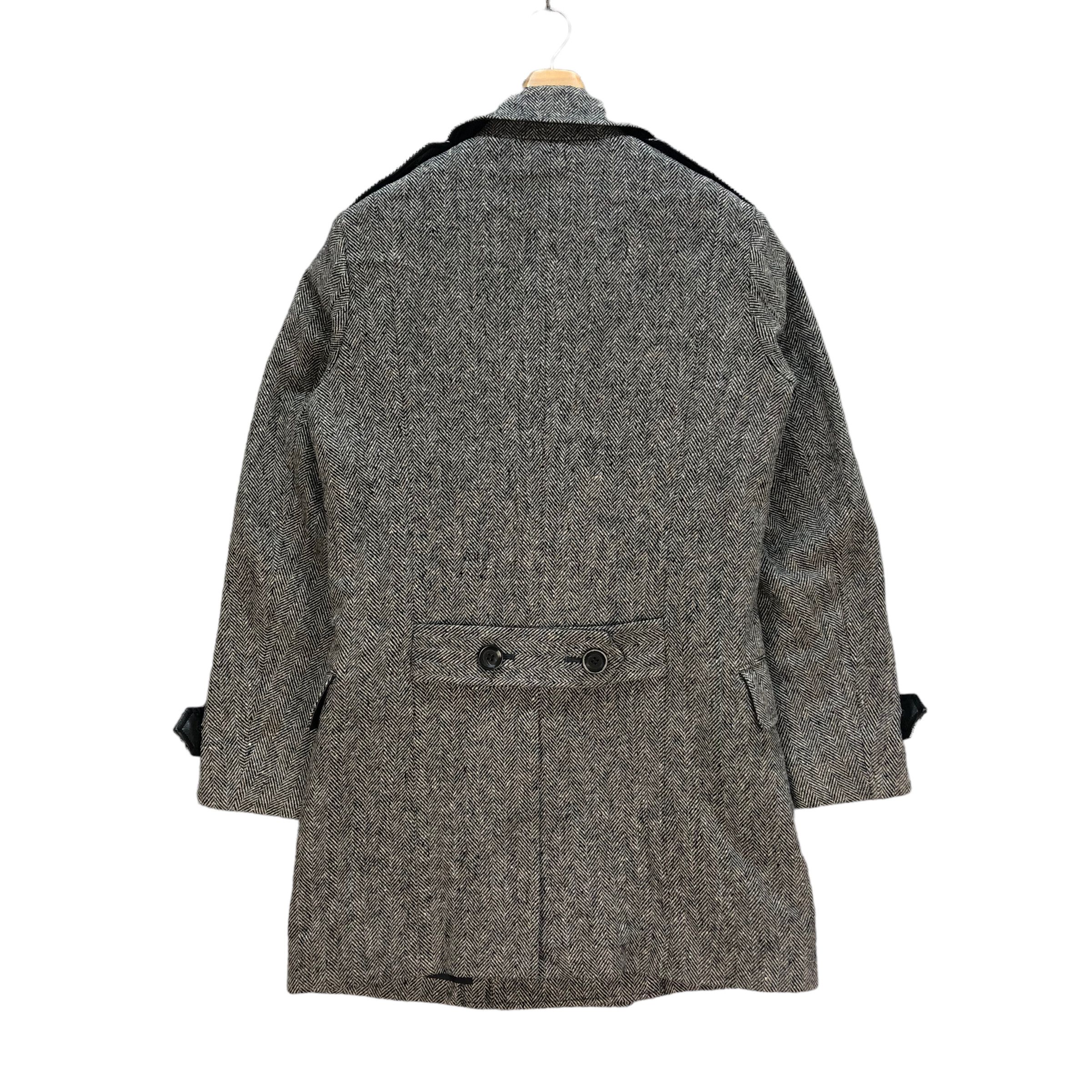 Japanese Brand MAIN VEIN HERRINGBONE DOUBLE BREASTED BELTED COAT #7226-120 Size US S / EU 44-46 / 1 - 8 Thumbnail
