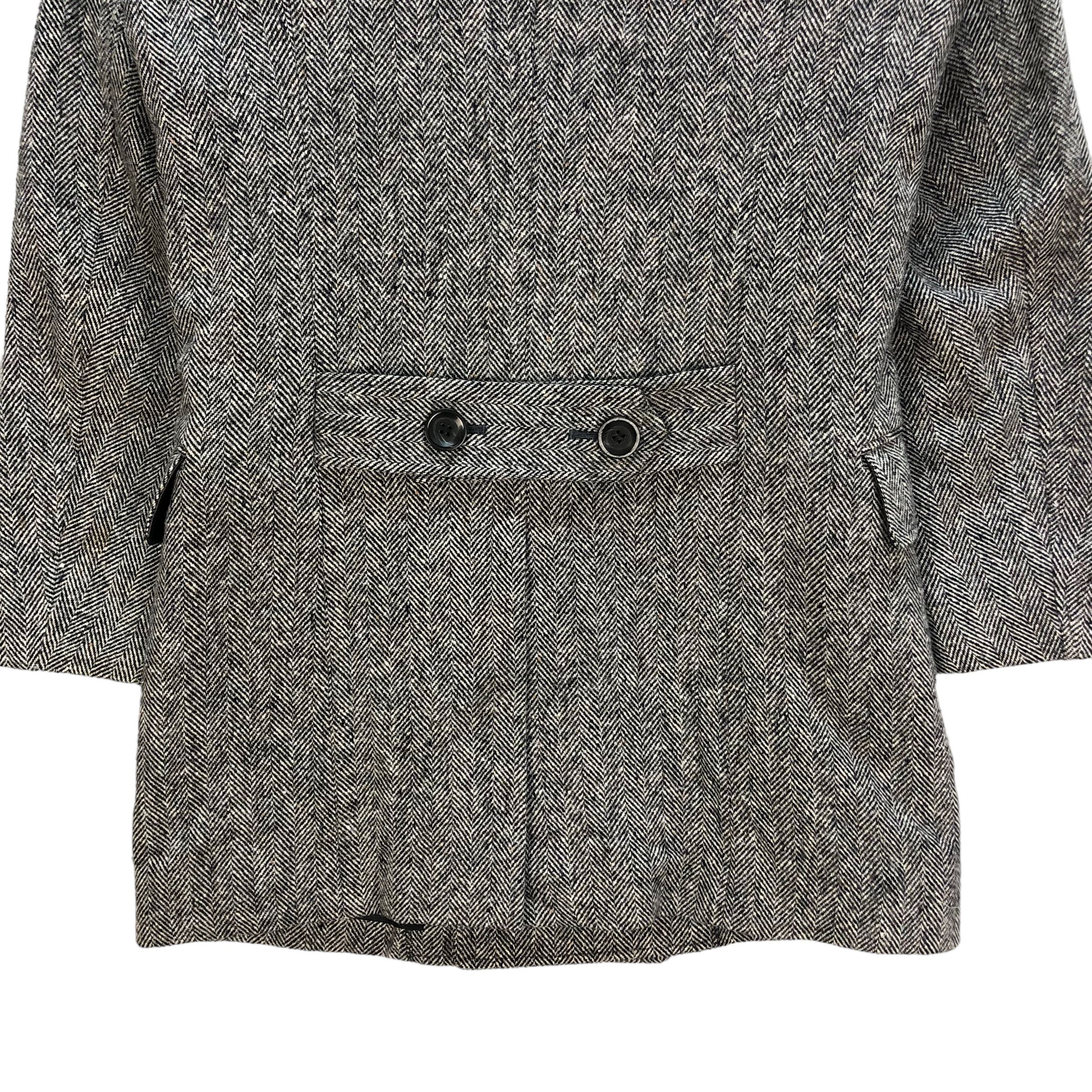 Japanese Brand MAIN VEIN HERRINGBONE DOUBLE BREASTED BELTED COAT #7226-120 Size US S / EU 44-46 / 1 - 10 Thumbnail