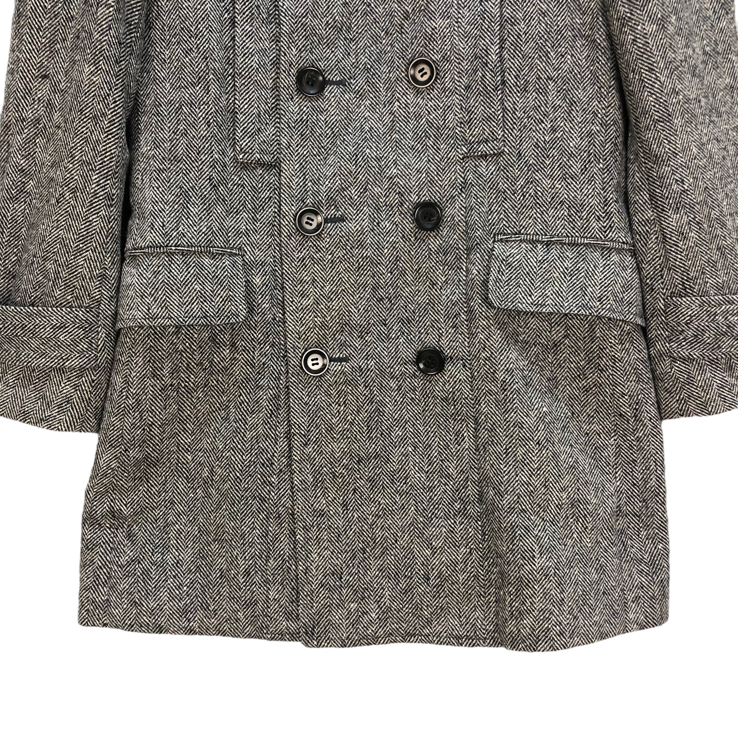 Japanese Brand MAIN VEIN HERRINGBONE DOUBLE BREASTED BELTED COAT #7226-120 Size US S / EU 44-46 / 1 - 3 Thumbnail