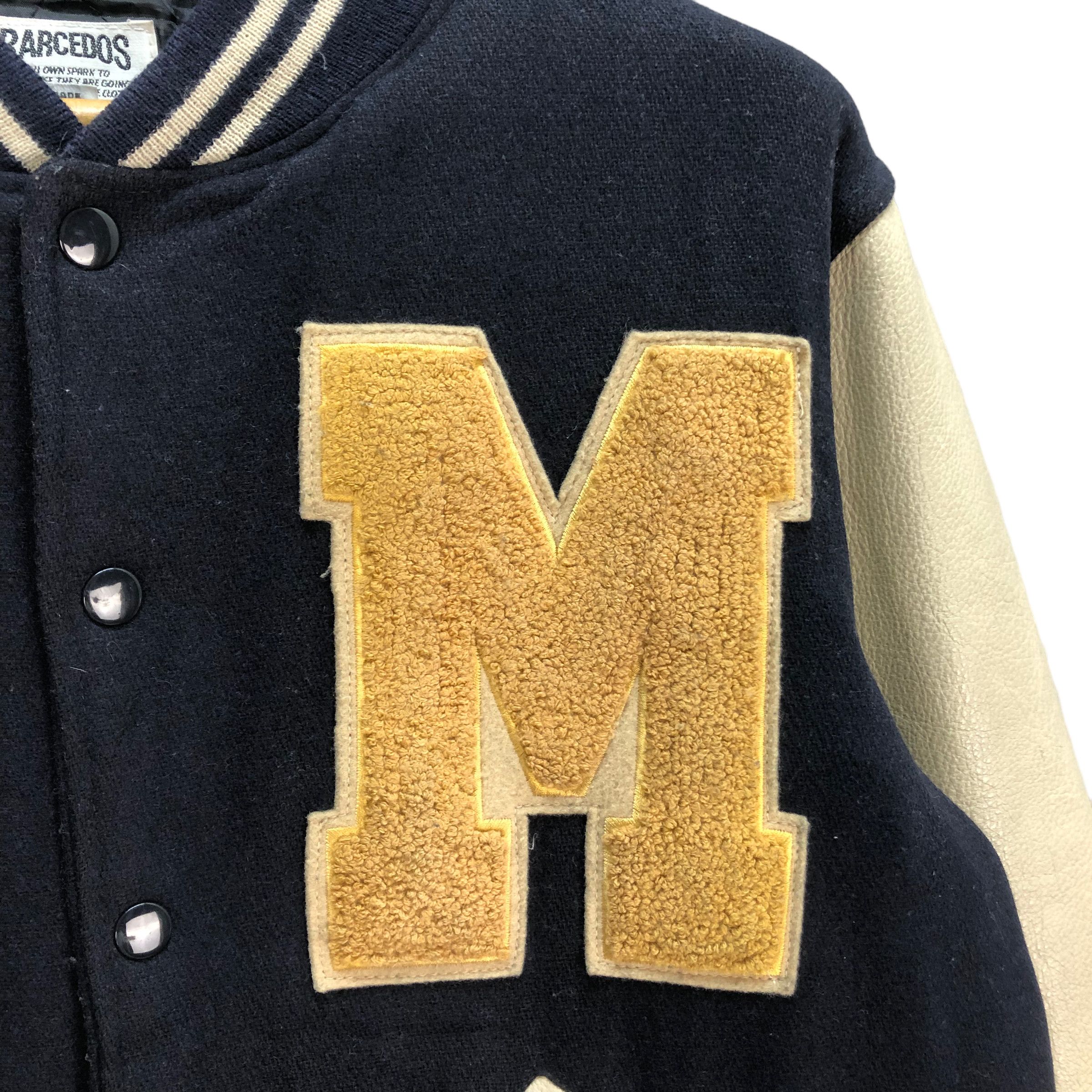 Vintage 90s BARCEDOS CAPITAL M WOOL LEATHER VARSITY JACKET #7254-122 Size US L / EU 52-54 / 3 - 3 Thumbnail