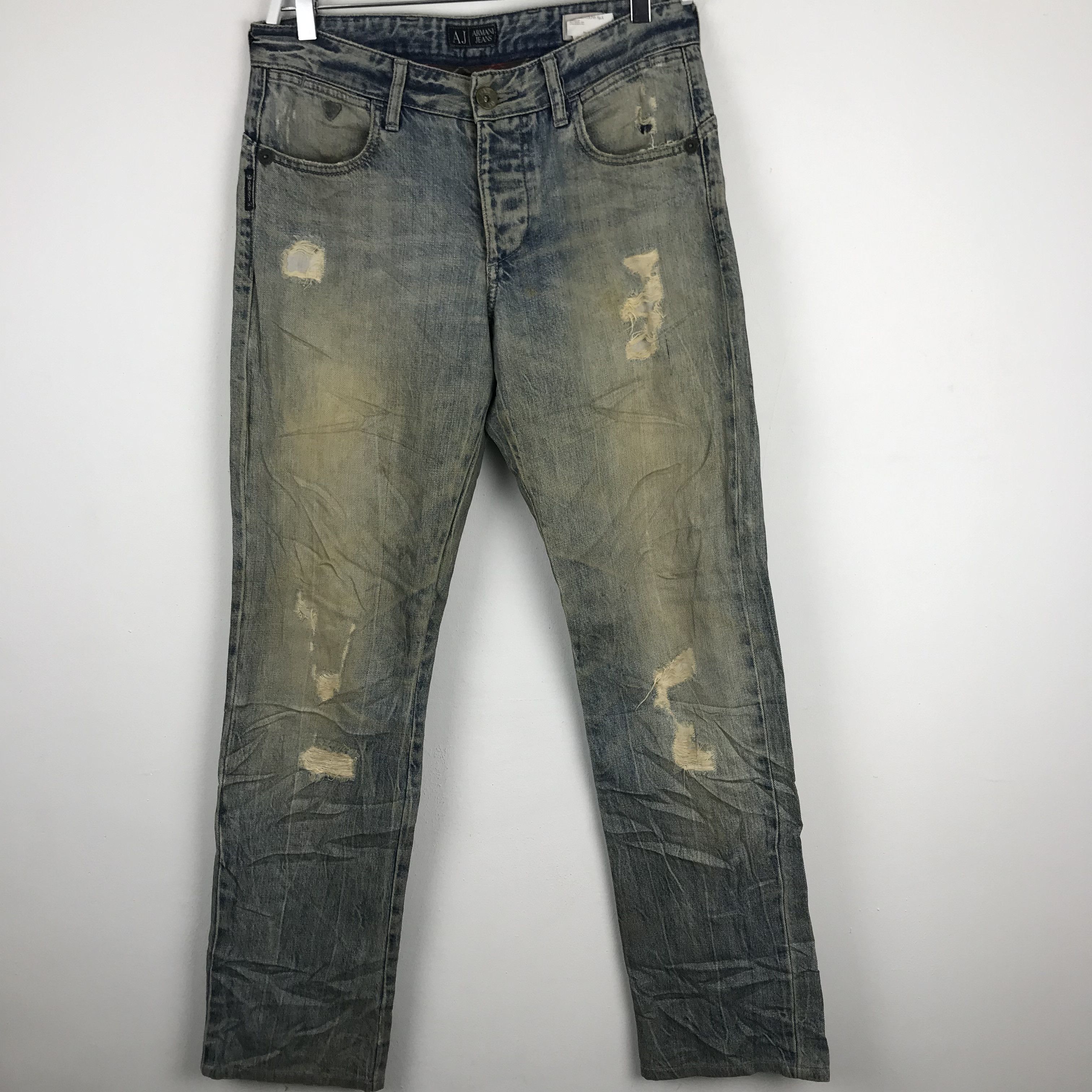 Armani X226 ARMANI JEANS RIPPED DISTRESSED JEANS NIRVANA STYLE Size US 33 - 2 Thumbnail