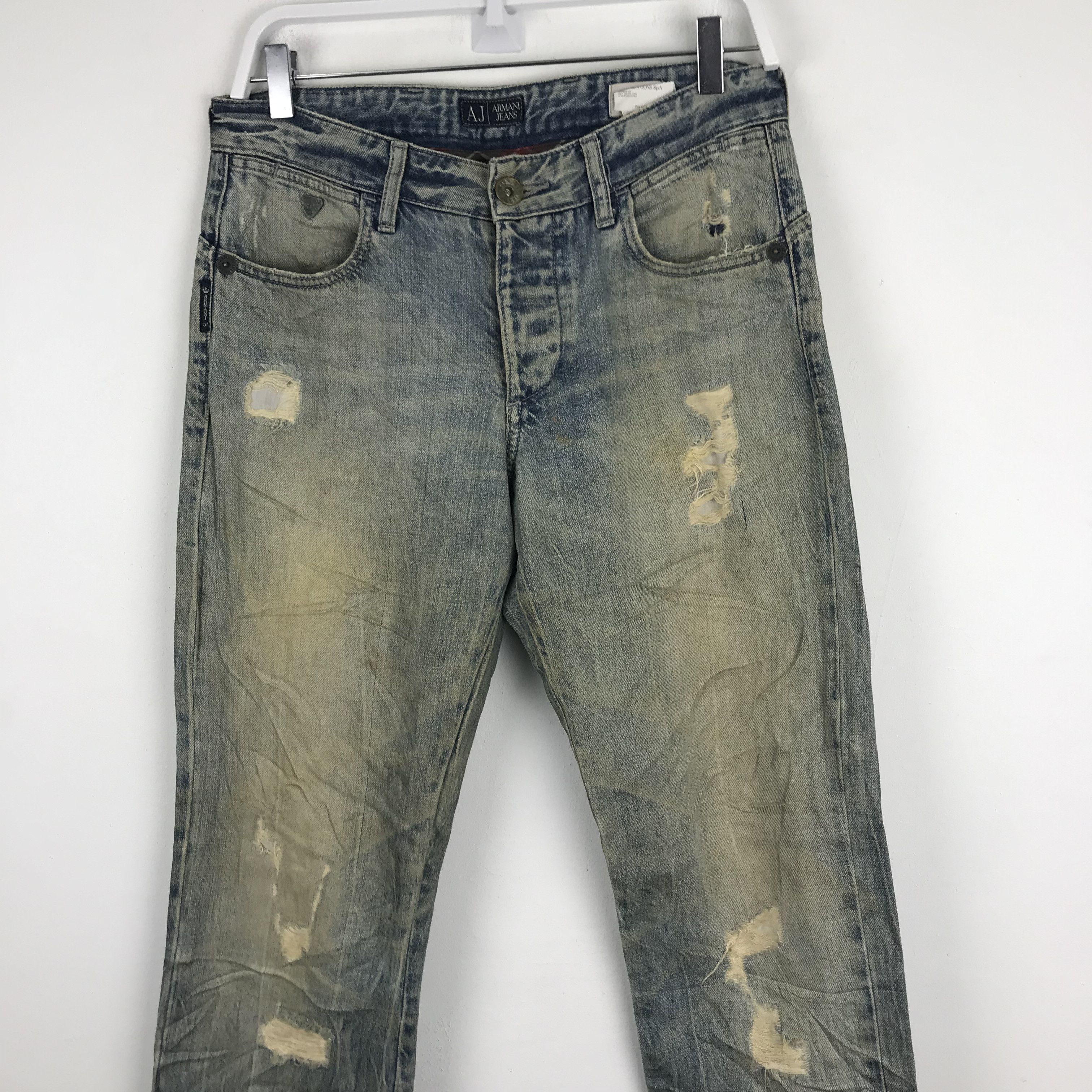 Armani X226 ARMANI JEANS RIPPED DISTRESSED JEANS NIRVANA STYLE Size US 33 - 5 Thumbnail