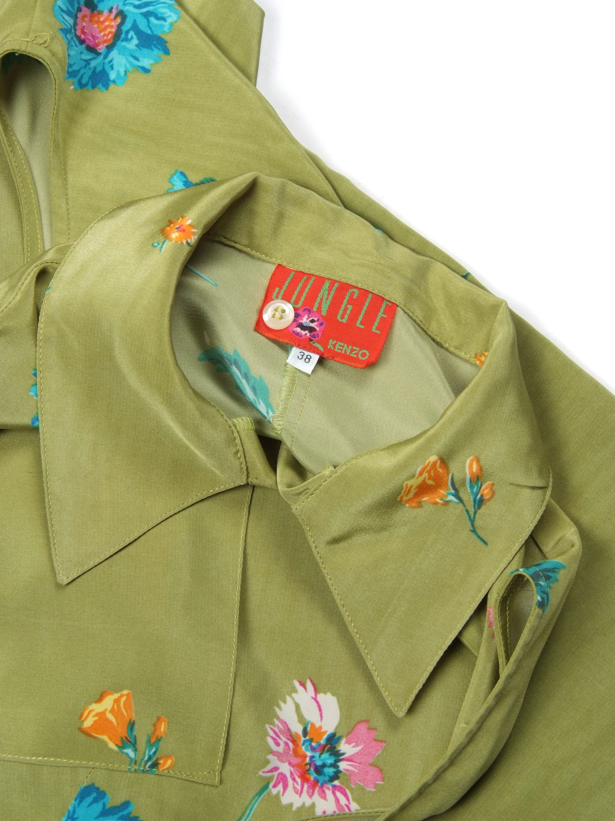 Kenzo × Vintage Vintage KENZO Jungle Satin Jumpsuit Romper (38) Size 28" / US 6 / IT 42 - 3 Thumbnail