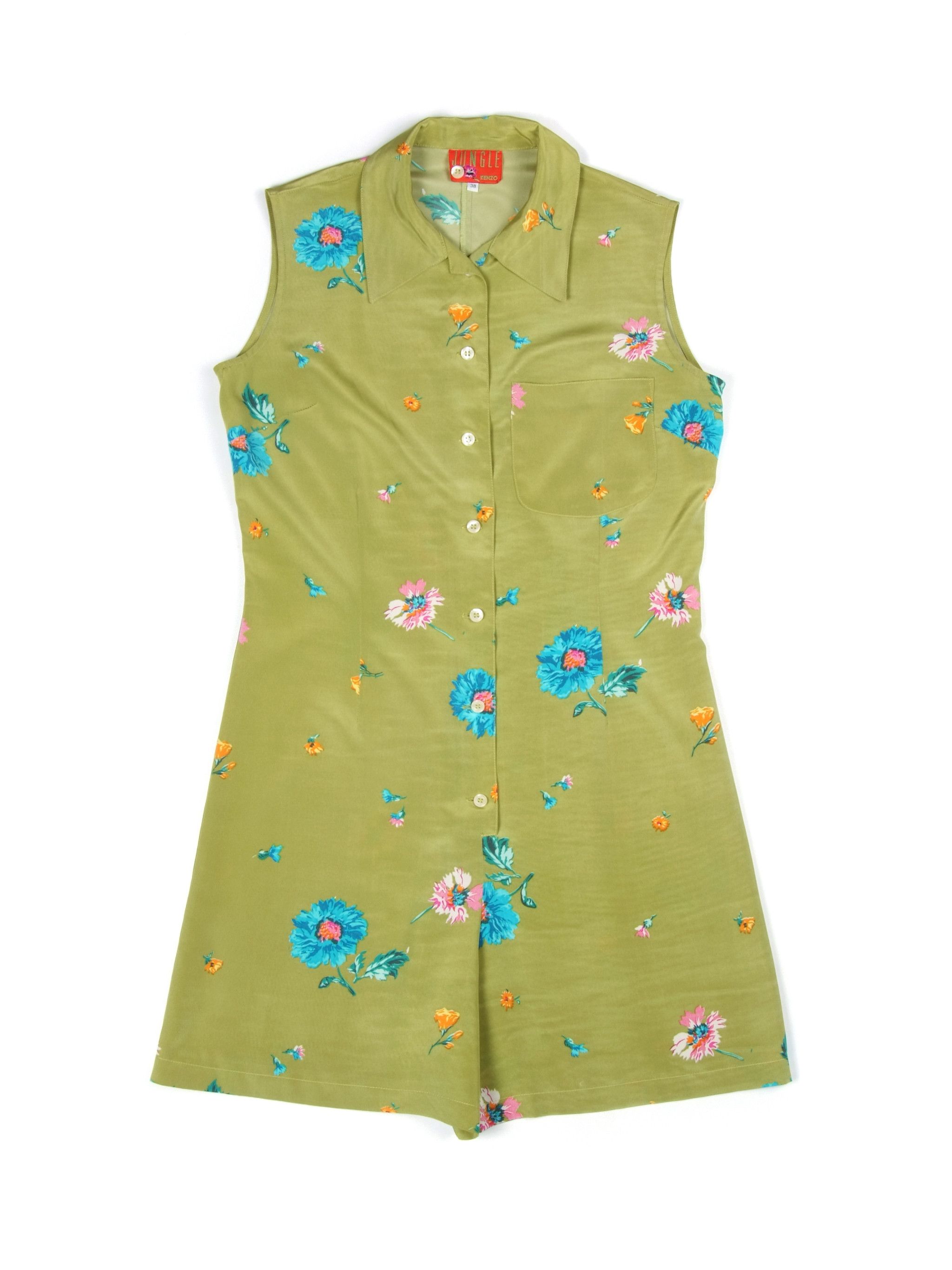 Kenzo × Vintage Vintage KENZO Jungle Satin Jumpsuit Romper (38) Size 28" / US 6 / IT 42 - 1 Thumbnail