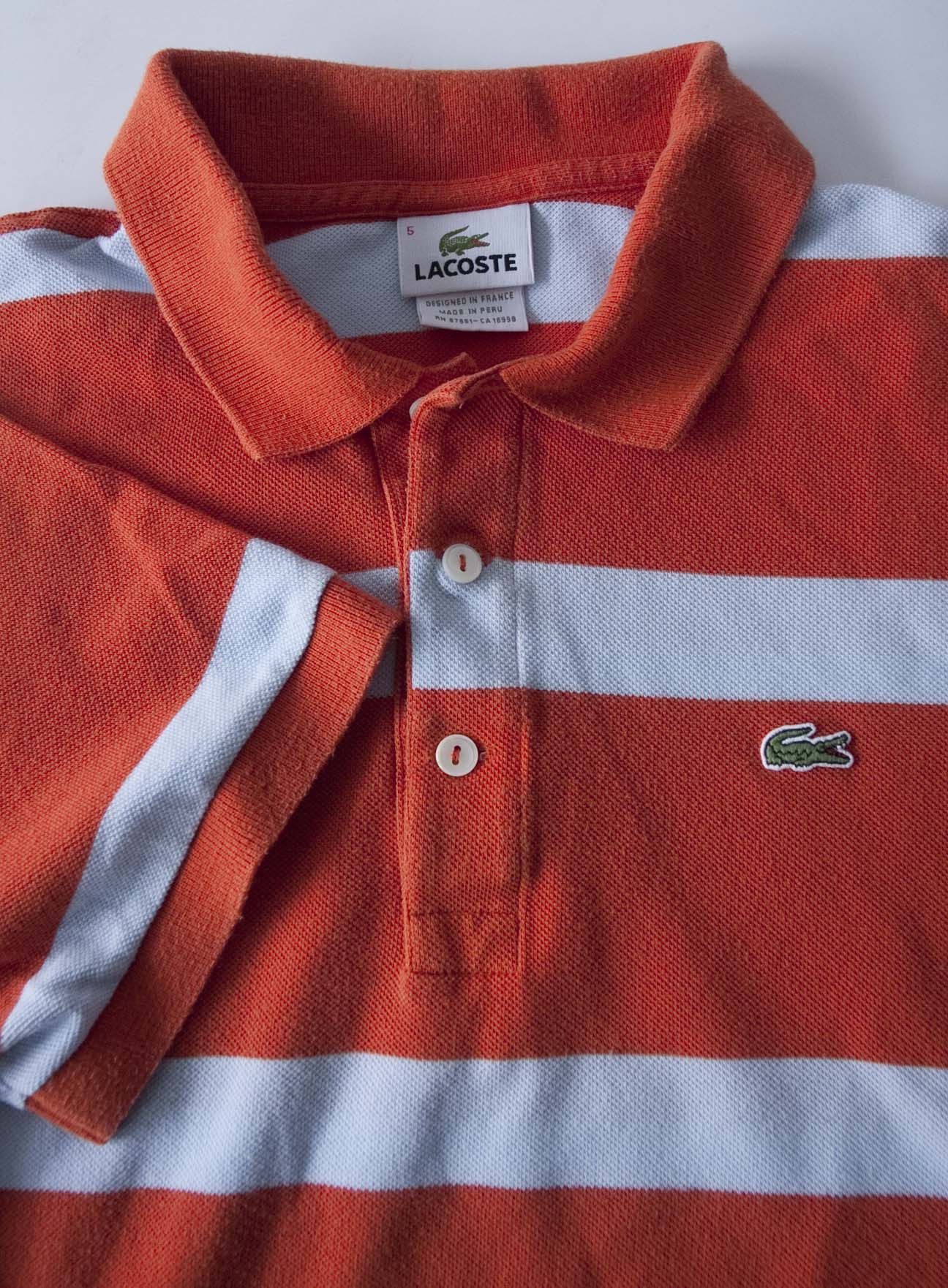 Lacoste Lacoste Polo Orange / White Size 5/ M/L Size US M / EU 48-50 / 2 - 2 Thumbnail