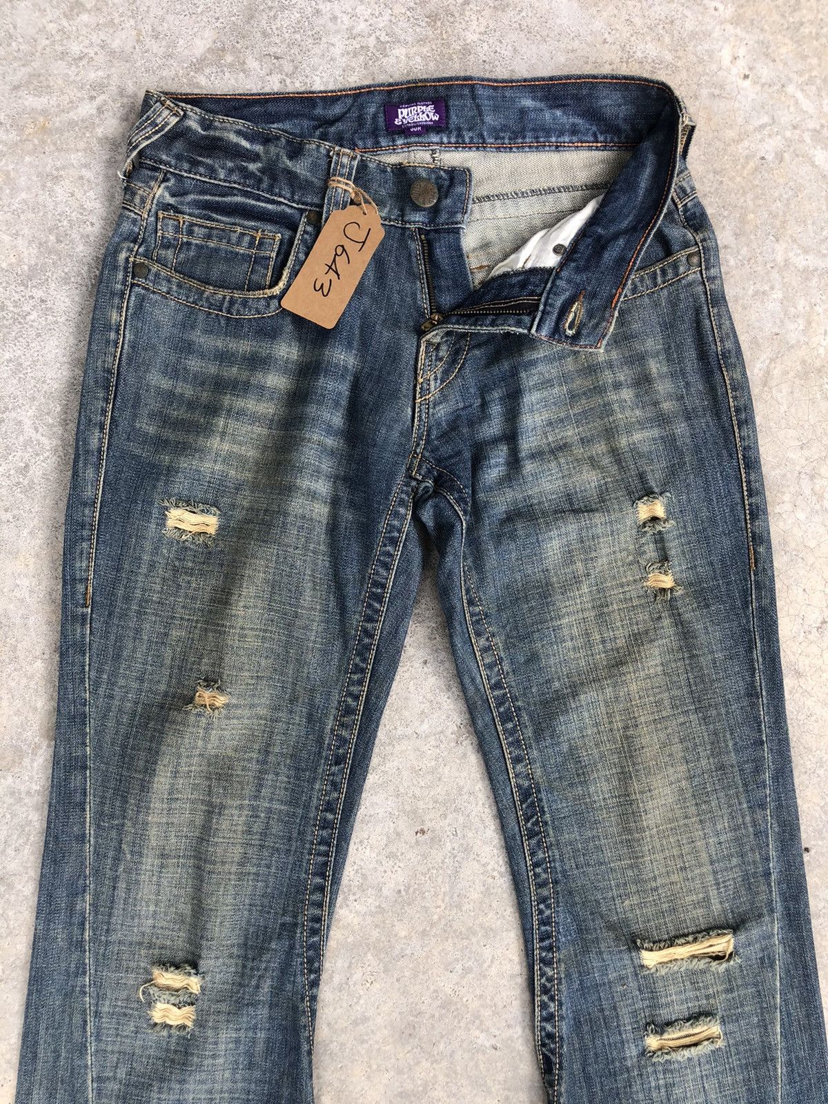 If Six Was Nine Japanese Purple&Yellow Flared Jeans Distressed Jeans Size US 30 / EU 46 - 3 Thumbnail