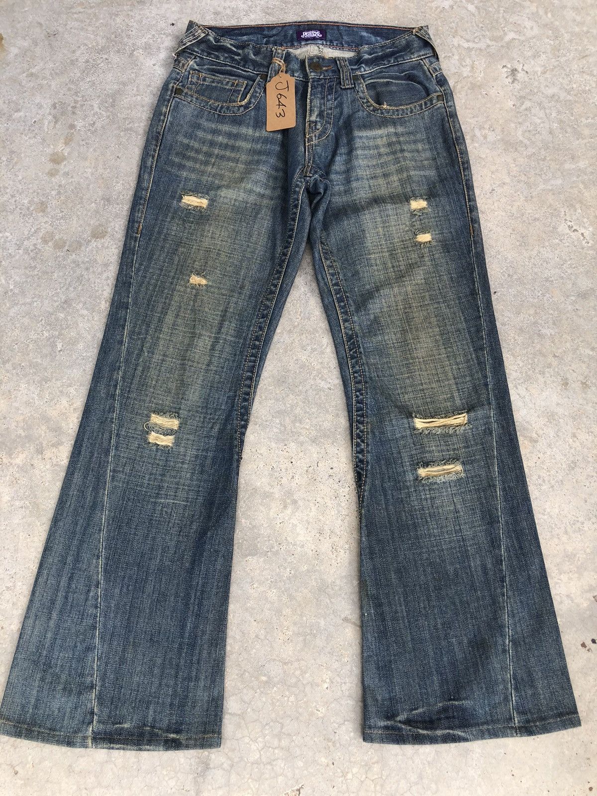 If Six Was Nine Japanese Purple&Yellow Flared Jeans Distressed Jeans Size US 30 / EU 46 - 1 Thumbnail