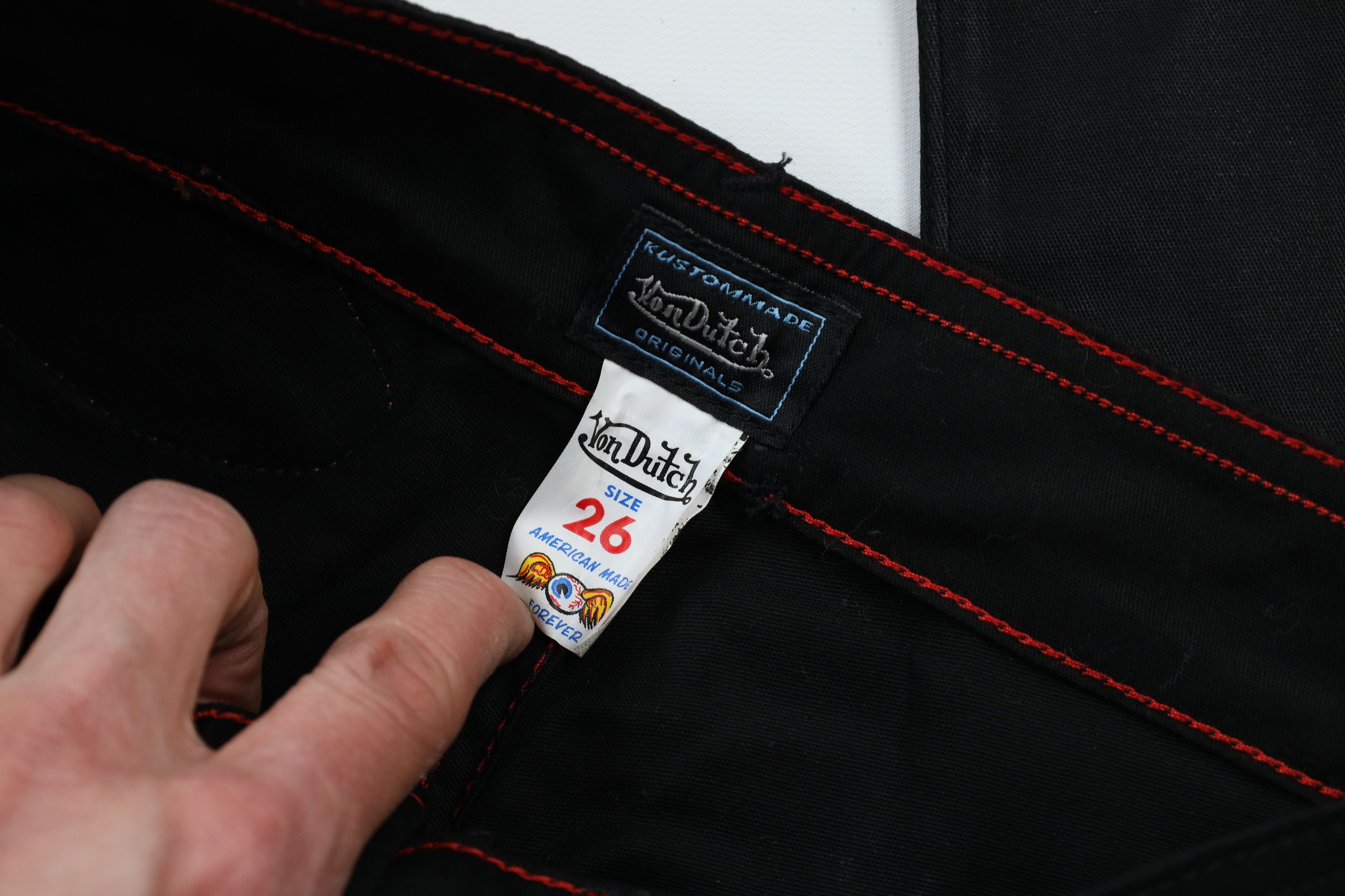 Vintage × Von Dutch NOS Vintage Y2K Von Dutch Wide Leg Flared Jeans Black 26 Size 26" / US 2 / IT 38 - 11 Thumbnail