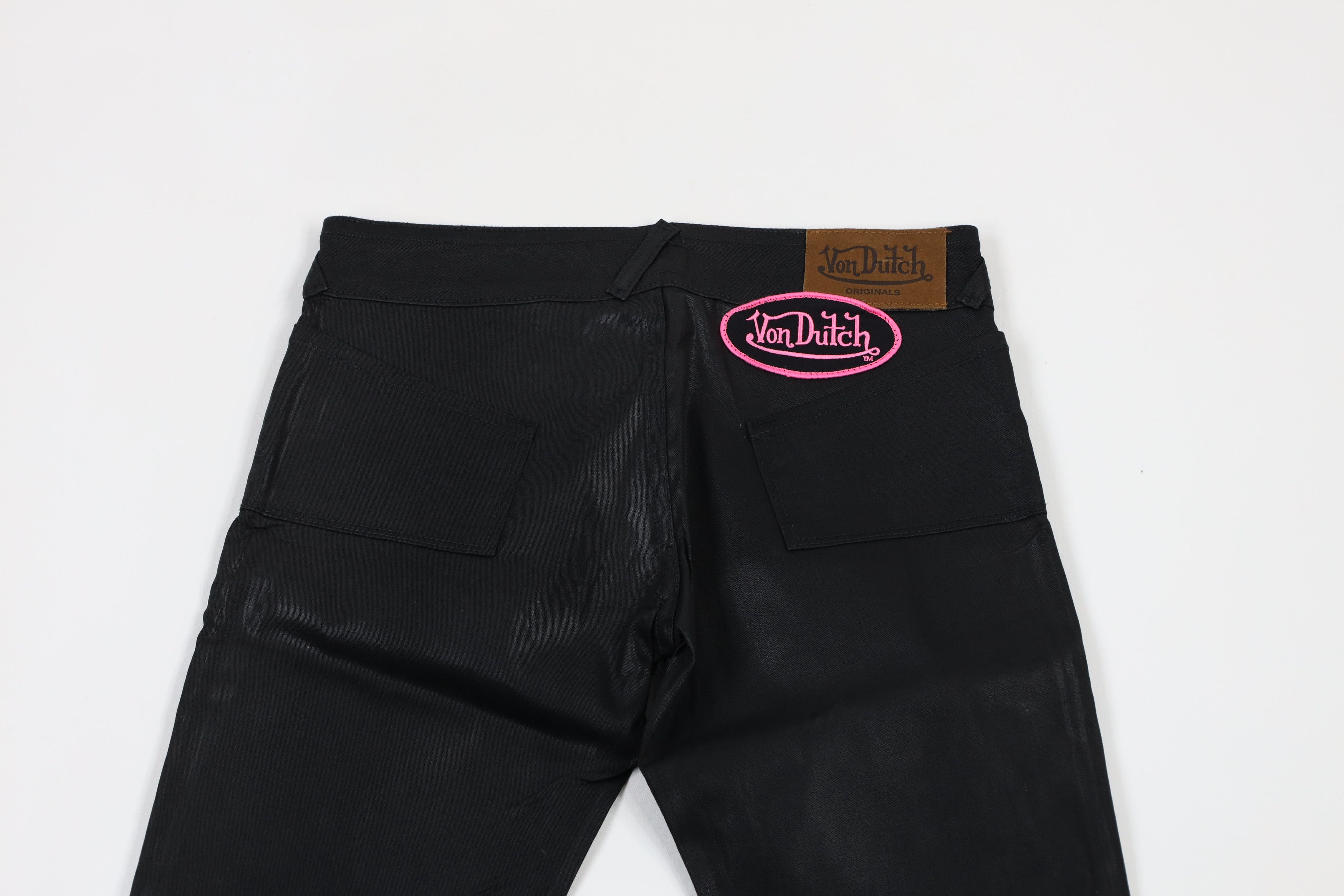 Vintage × Von Dutch NOS Vintage Y2K Von Dutch Wide Leg Flared Jeans Black 26 Size 26" / US 2 / IT 38 - 8 Thumbnail