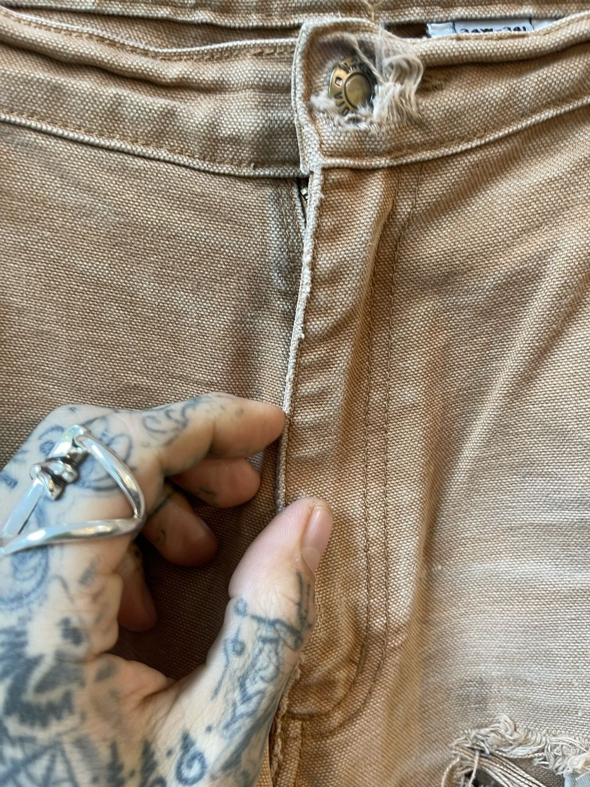 Vintage Vintage THRASHED Carpenter Cargo Double Knee BURNT FADED Size US 34 / EU 50 - 5 Thumbnail