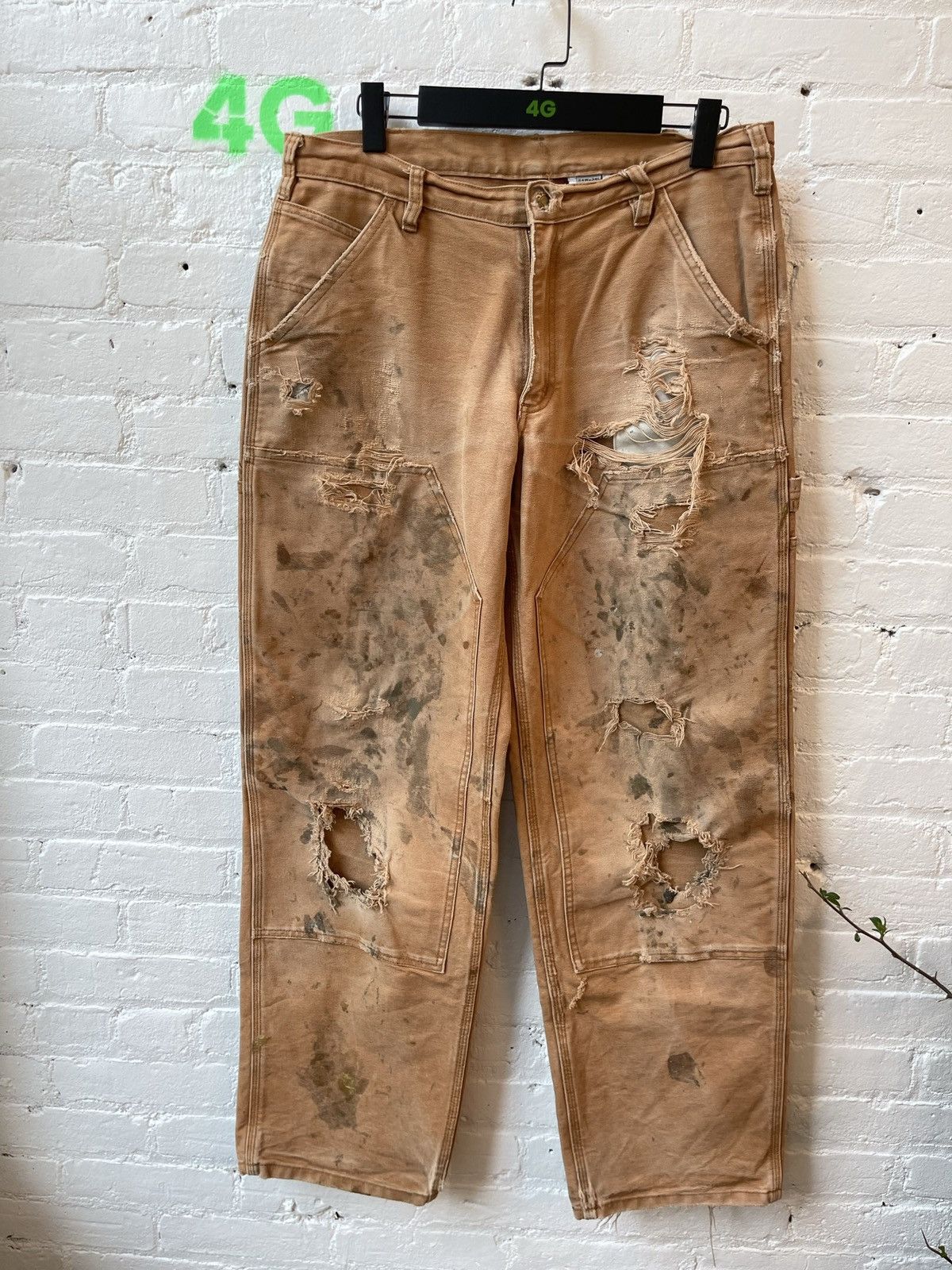 Vintage Vintage THRASHED Carpenter Cargo Double Knee BURNT FADED Size US 34 / EU 50 - 1 Thumbnail