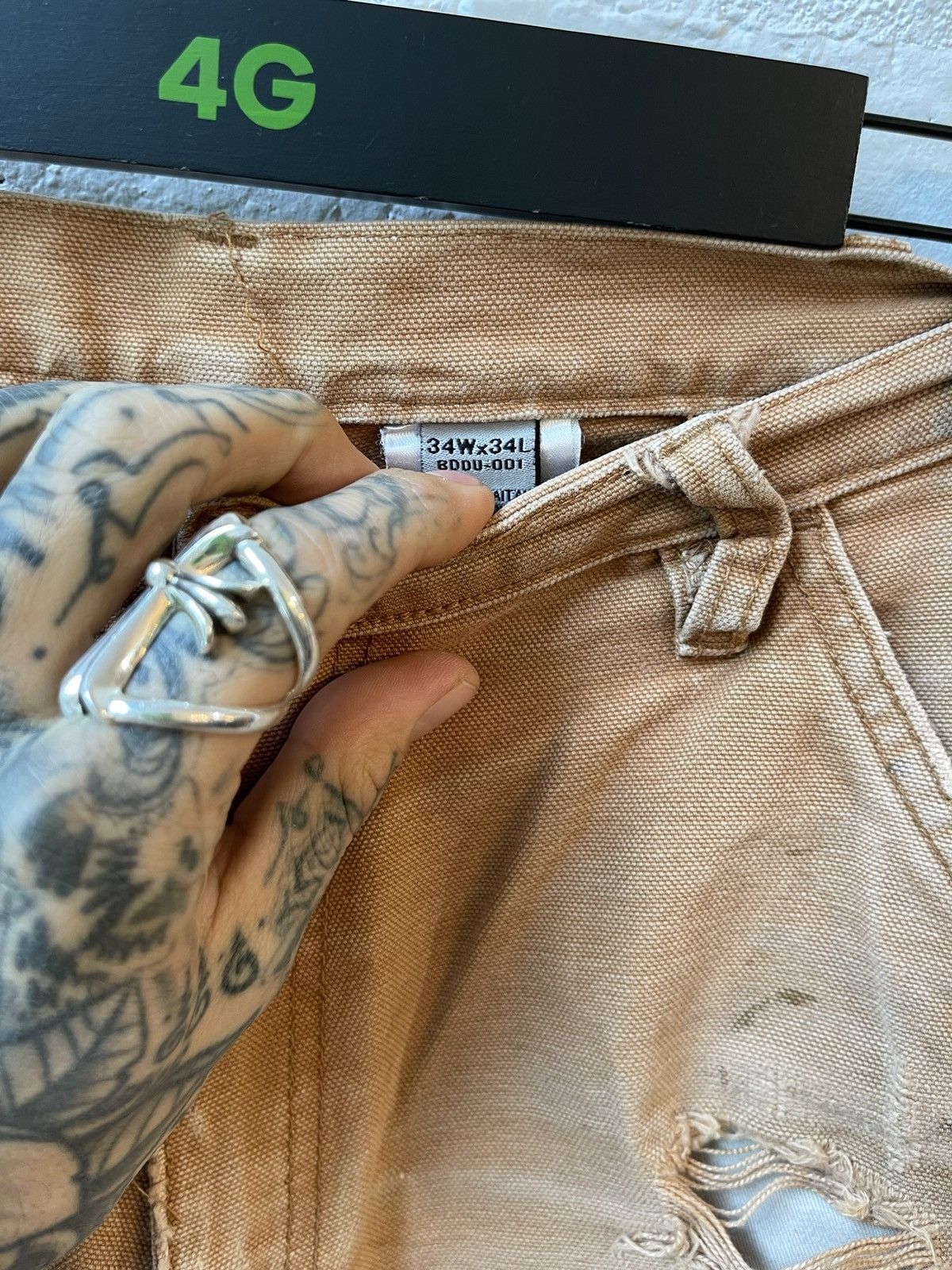 Vintage Vintage THRASHED Carpenter Cargo Double Knee BURNT FADED Size US 34 / EU 50 - 6 Thumbnail