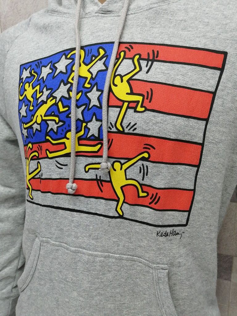image of Art! Keith Haring X Uniqlo Art Hoodie Sweater in Grey, Men's (Size Medium)