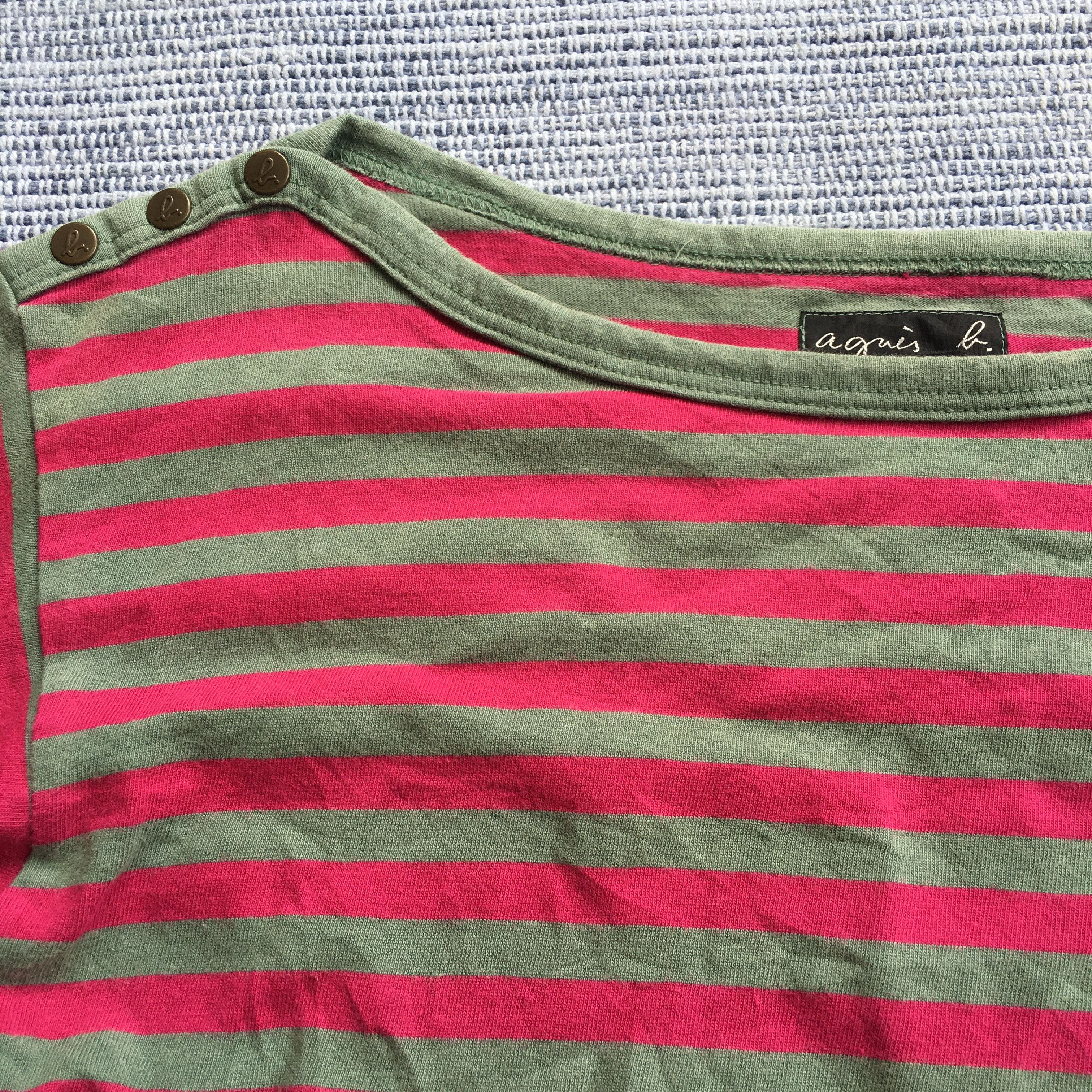 agnes b. pink grey stripe tee Size US M / EU 48-50 / 2 - 2 Thumbnail