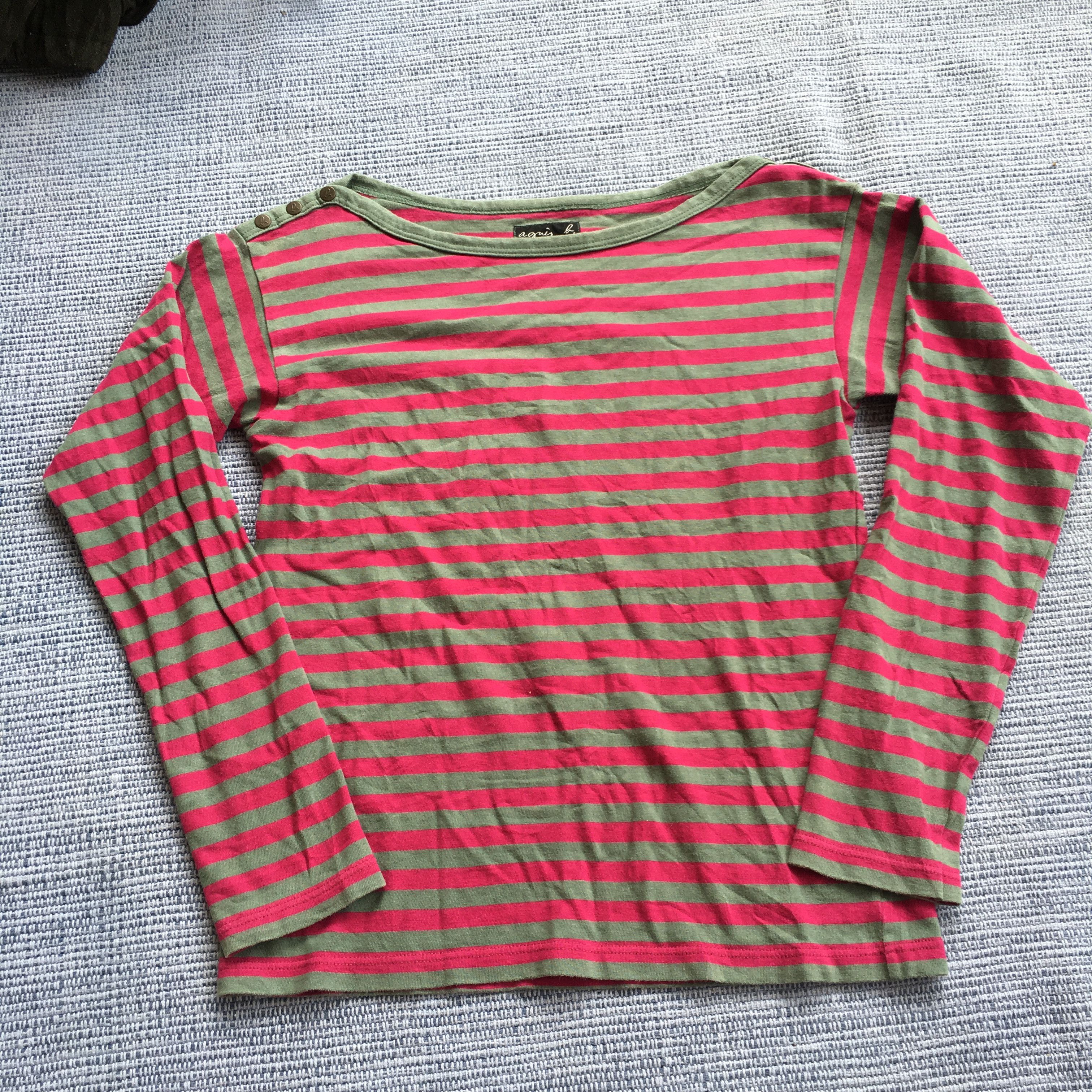 agnes b. pink grey stripe tee Size US M / EU 48-50 / 2 - 1 Thumbnail