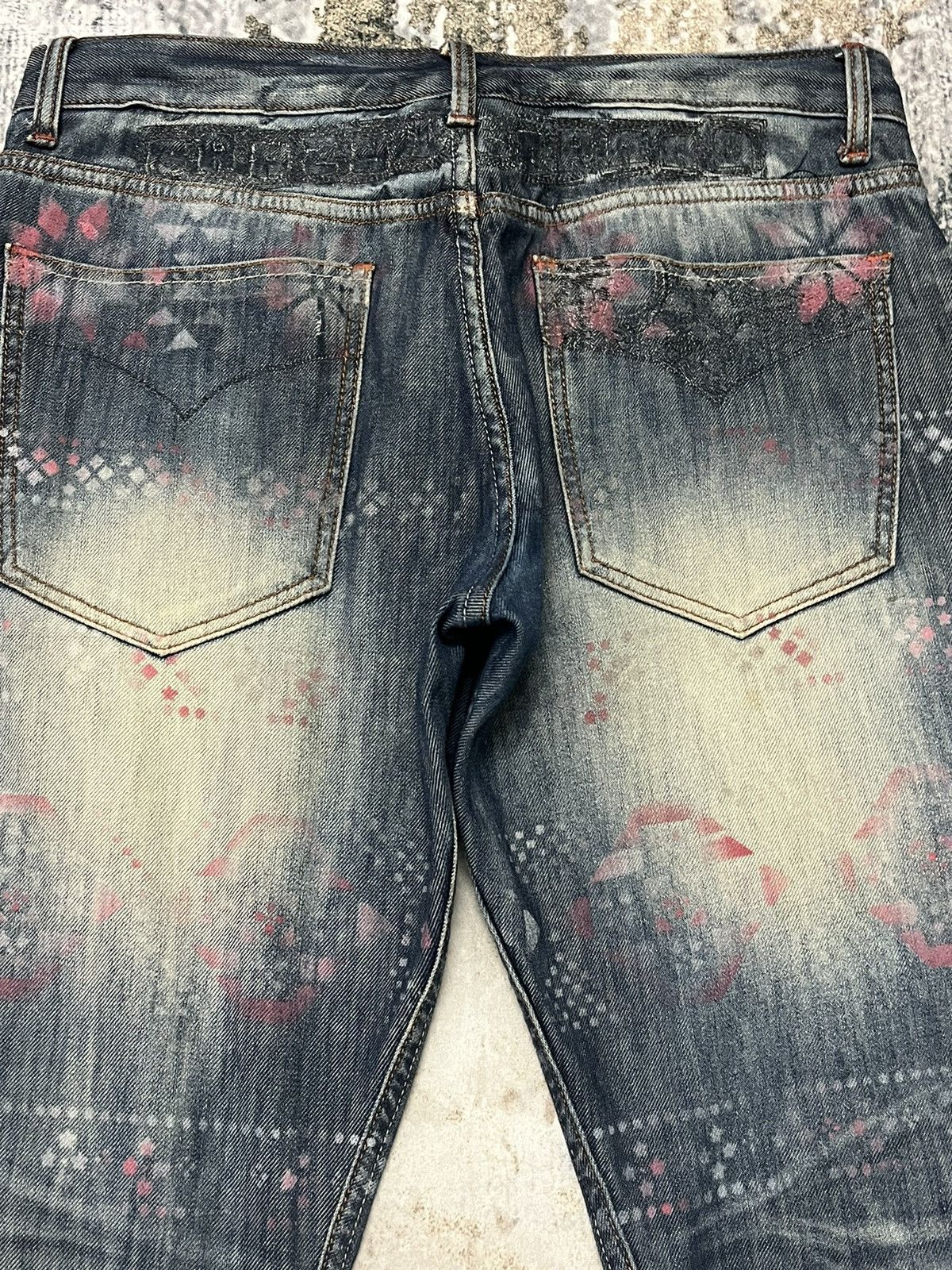 If Six Was Nine Craazy Beopard Art Flower Handmade Over Print Design Denim Size US 34 / EU 50 - 10 Thumbnail