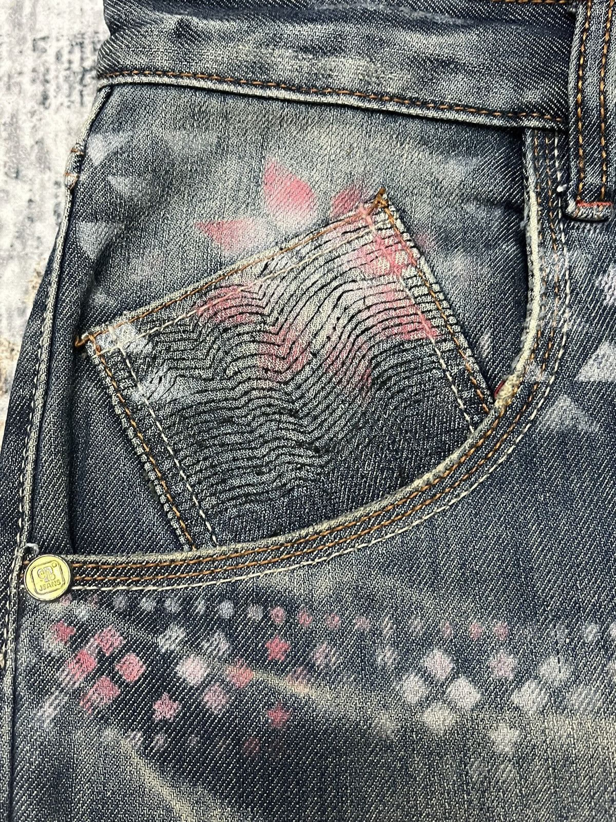 If Six Was Nine Craazy Beopard Art Flower Handmade Over Print Design Denim Size US 34 / EU 50 - 3 Thumbnail