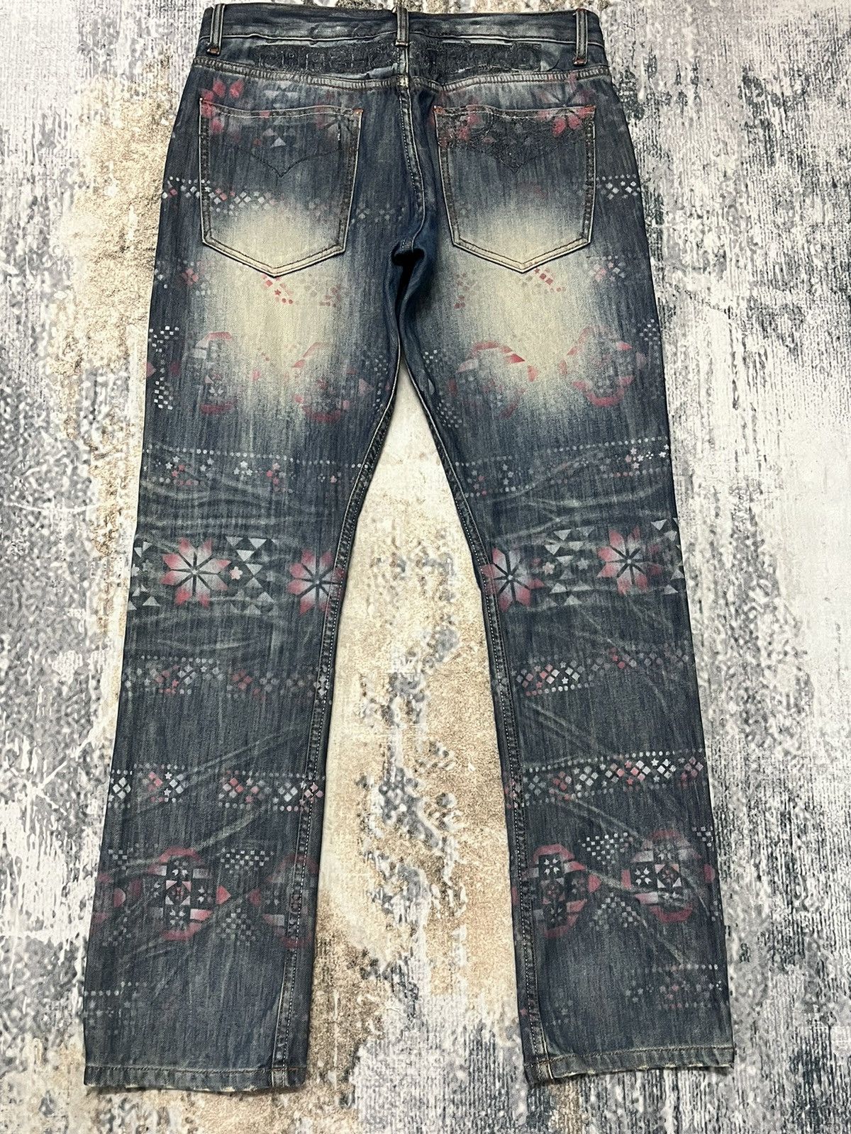 If Six Was Nine Craazy Beopard Art Flower Handmade Over Print Design Denim Size US 34 / EU 50 - 9 Thumbnail