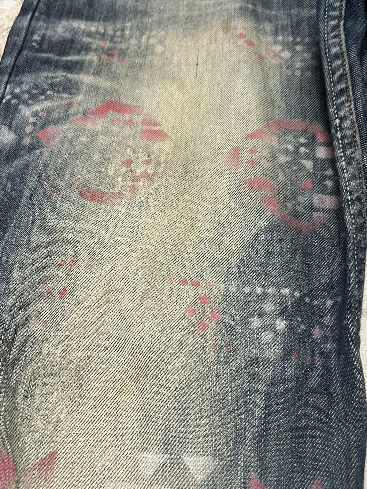 If Six Was Nine Craazy Beopard Art Flower Handmade Over Print Design Denim Size US 34 / EU 50 - 6 Thumbnail