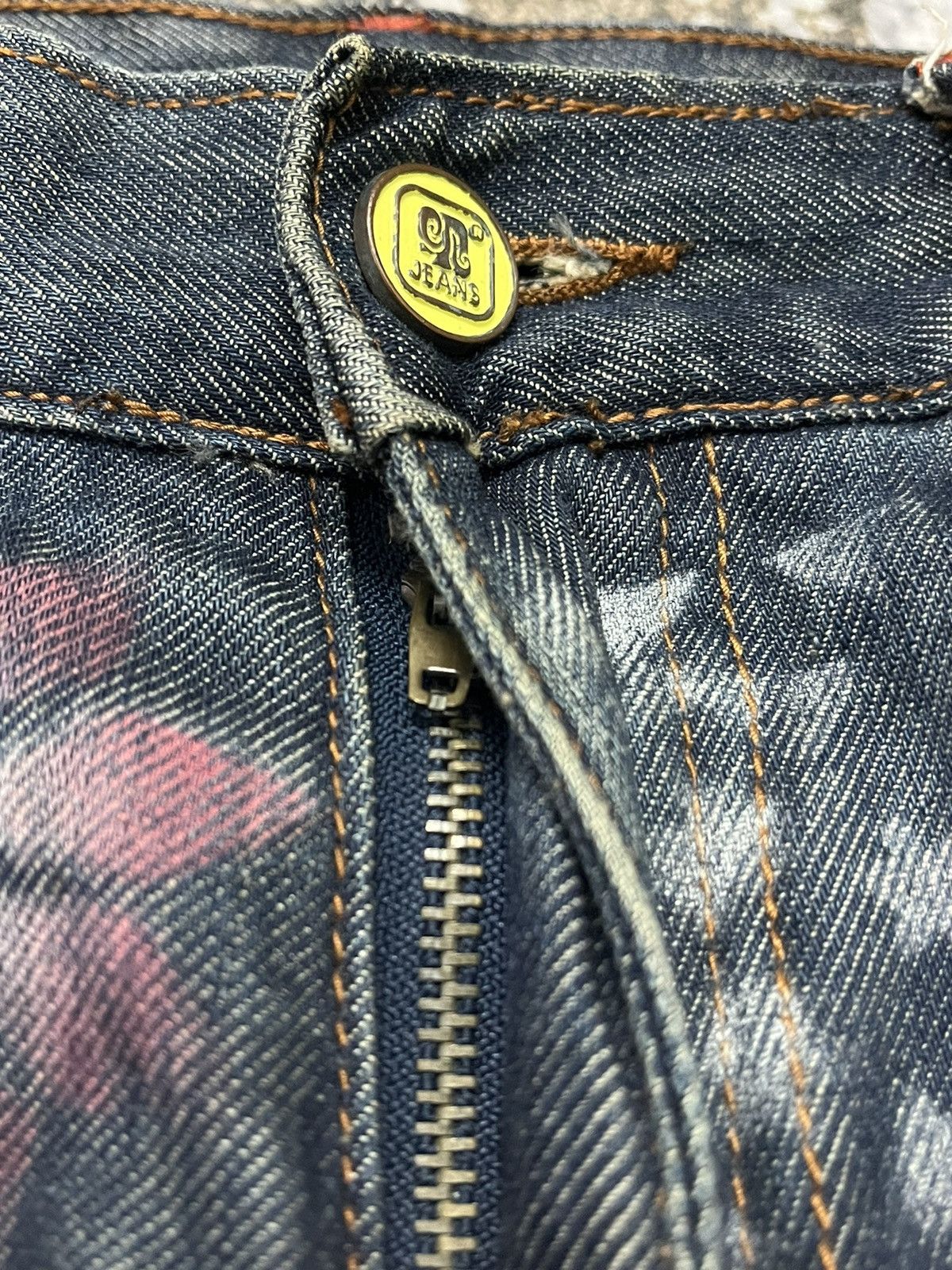 If Six Was Nine Craazy Beopard Art Flower Handmade Over Print Design Denim Size US 34 / EU 50 - 4 Thumbnail