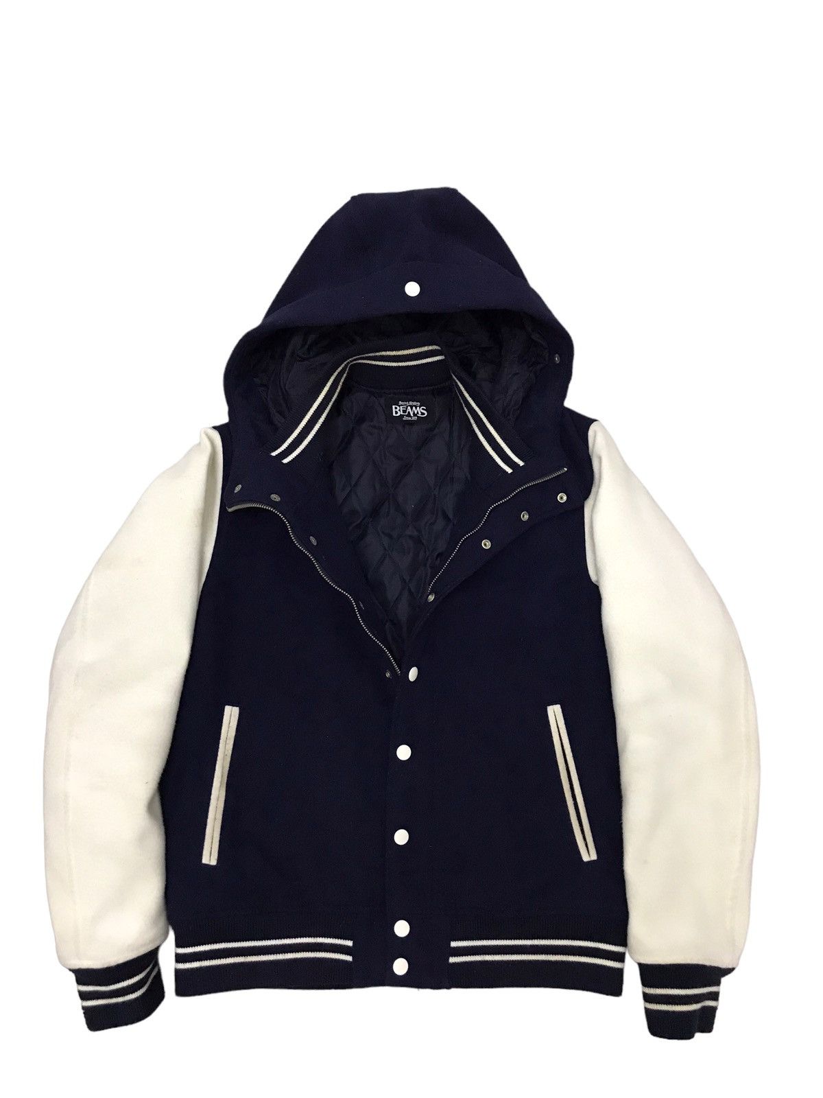 Beams Plus Beams Plus Navy Blue Varsity Jacket Shawl Hooded Size US M / EU 48-50 / 2 - 1 Thumbnail