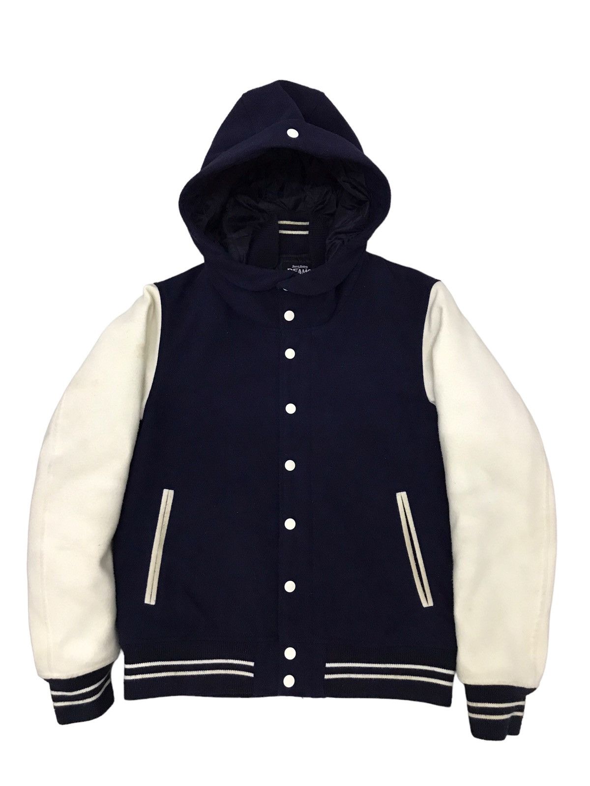 Beams Plus Beams Plus Navy Blue Varsity Jacket Shawl Hooded Size US M / EU 48-50 / 2 - 2 Thumbnail