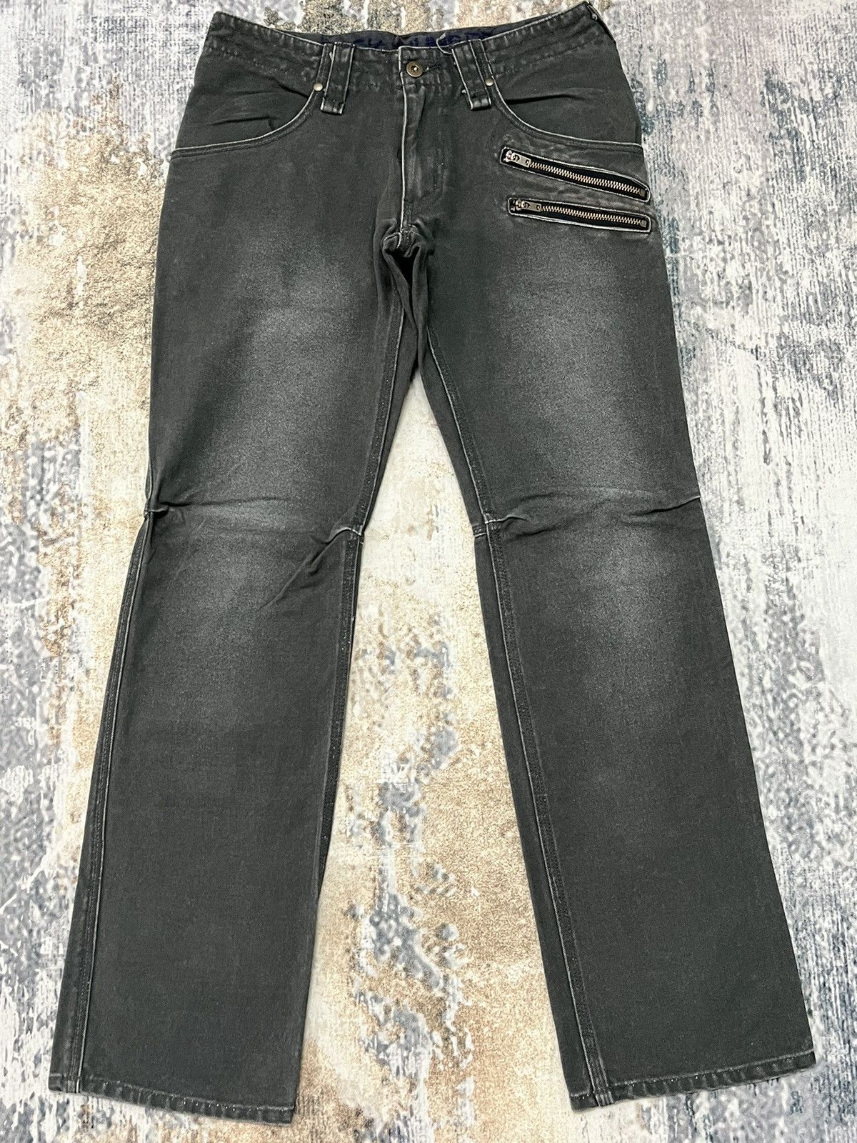 image of If Six Was Nine x Vintage Back Number Zipper Pocket Line Knee Vintage Size 30 in Black Faded, Men's