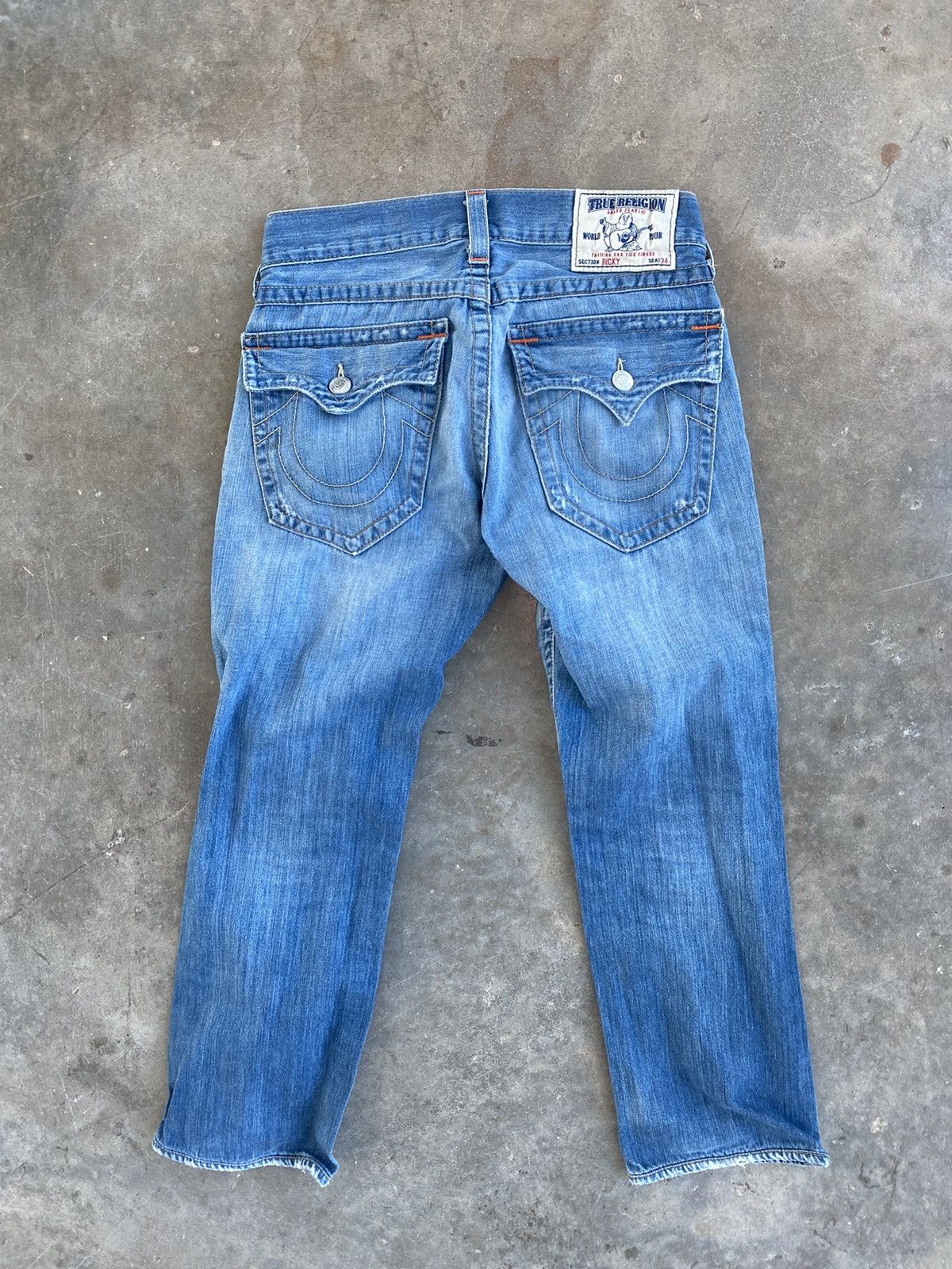 image of True Religion “Ricky” Denim Jeans Sz. 31 Pocket Cargo in Blue, Men's