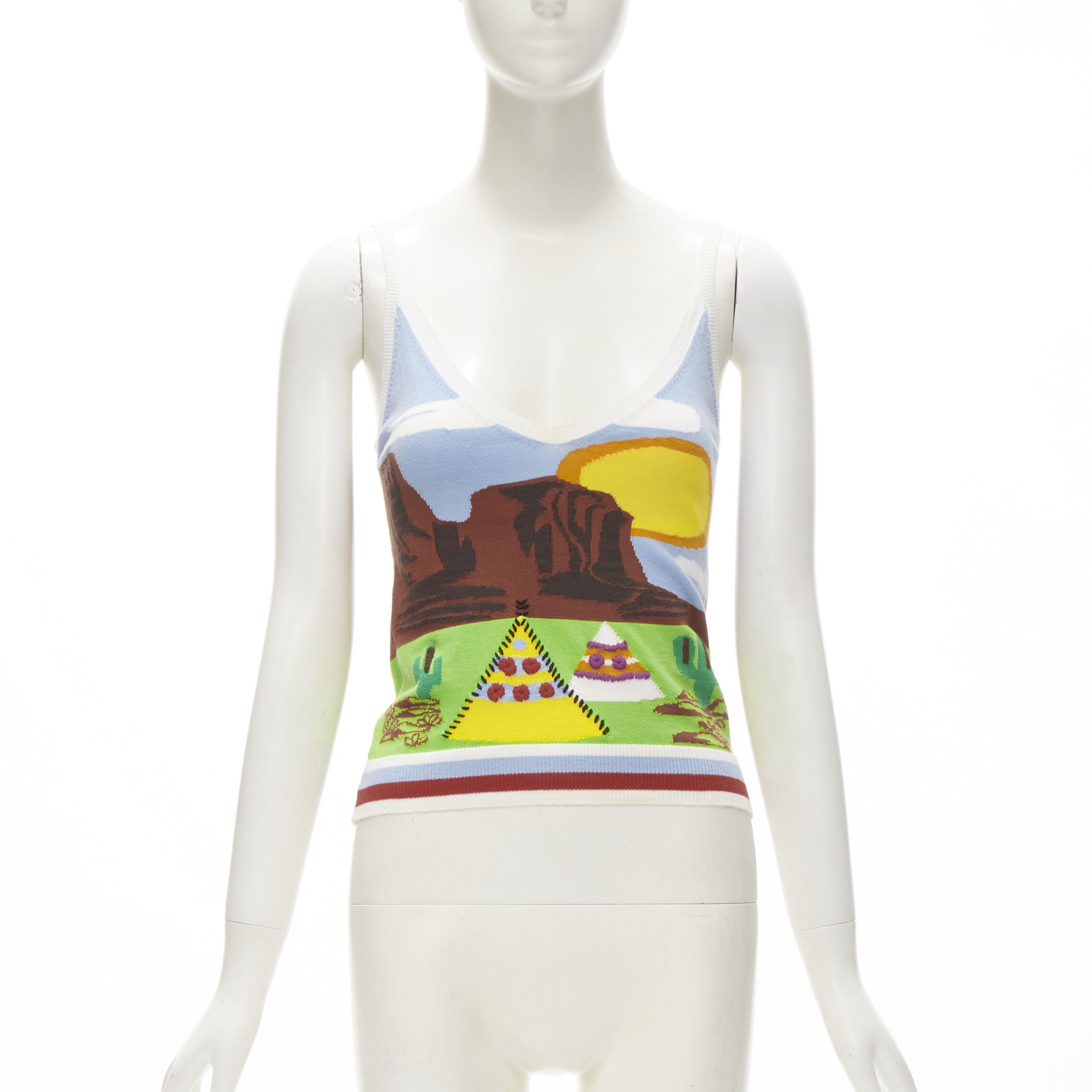image of Dsquared2 Vintage Y2K Camping Scene Knitted Camisole Tank S, Women's (Size Small)