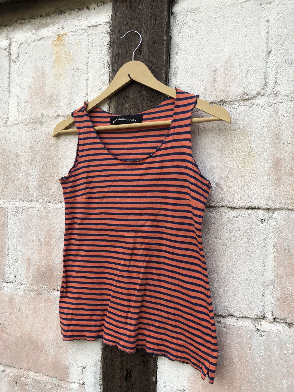 Issey Miyake × mercibeaucoup Issey Miyaki Mercibeaucoup Tank Top Singlet Stripe Size XS / US 0-2 / IT 36-38 - 3 Thumbnail