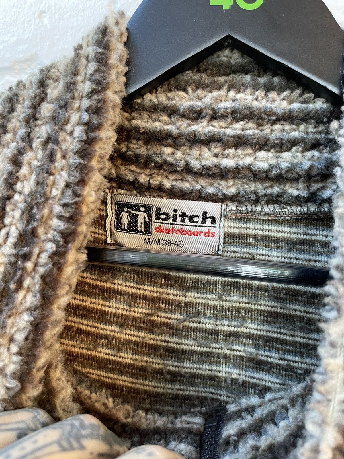 Vintage 90s BITCH SKATEBOARDS SHERPA FLEECE STRIPED HALF ZIP JACKET Size US M / EU 48-50 / 2 - 6 Thumbnail