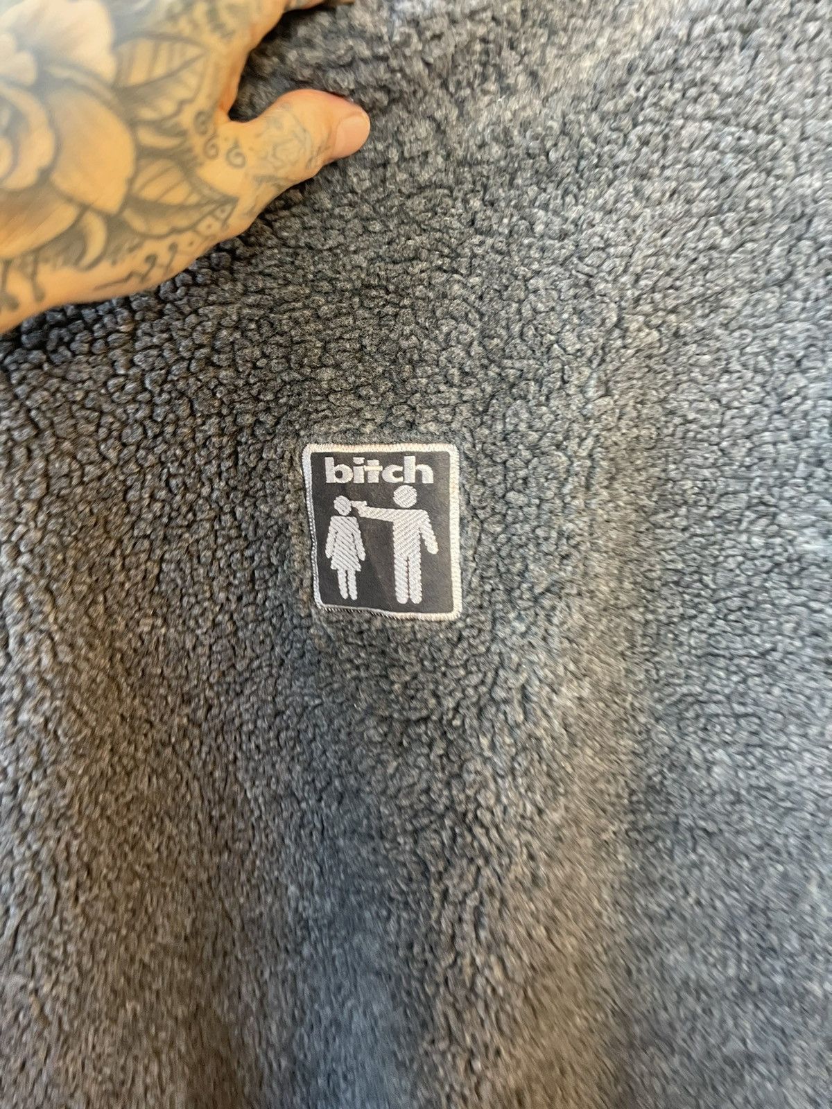 Vintage 90s BITCH SKATEBOARDS SHERPA FLEECE FUZZY HOODIE JACKET Size US L / EU 52-54 / 3 - 3 Thumbnail