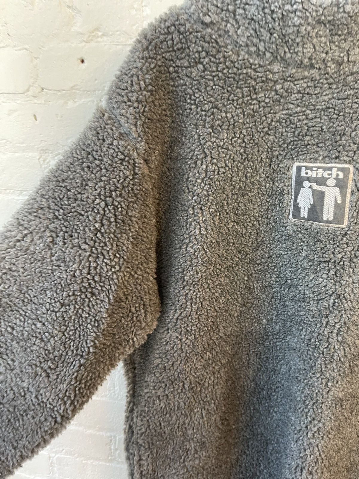 Vintage 90s BITCH SKATEBOARDS SHERPA FLEECE FUZZY HOODIE JACKET Size US L / EU 52-54 / 3 - 6 Thumbnail