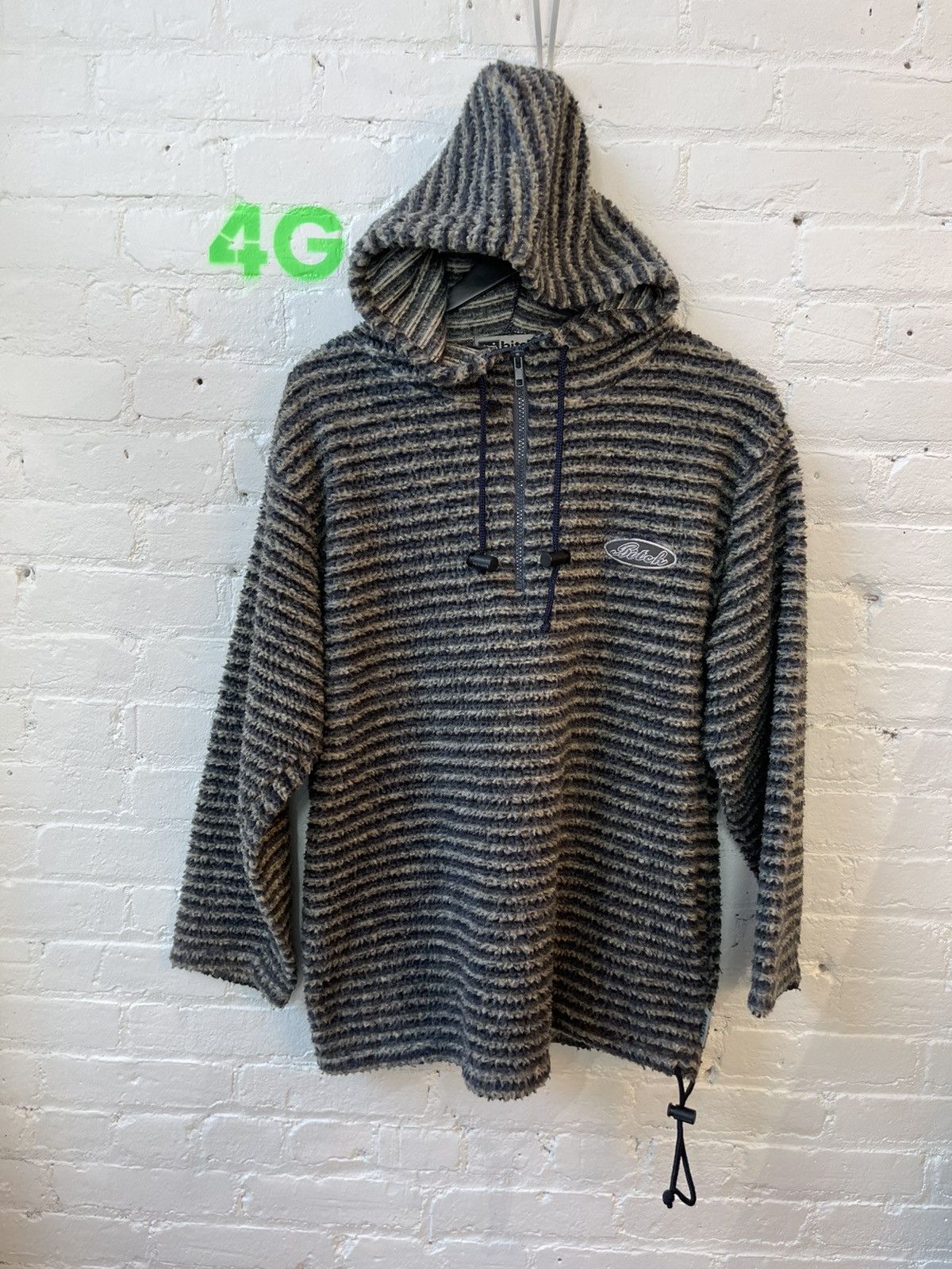 Vintage 90s BITCH SKATEBOARDS SHERPA FLEECE HOODIE JACKET STRIPE Size US L / EU 52-54 / 3 - 2 Thumbnail