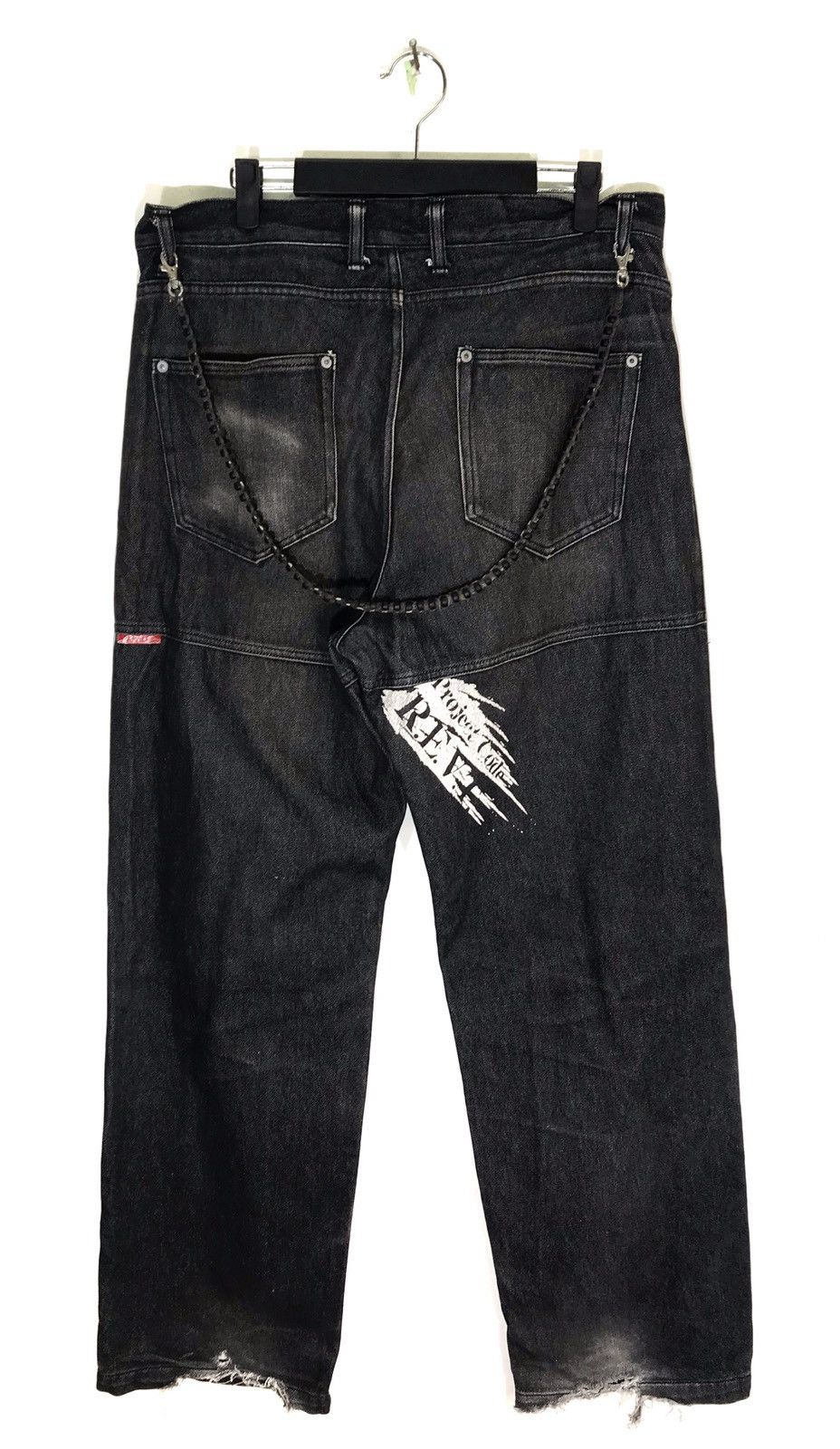 image of Distressed Denim Made In Japan Revolt Distressed Baggy Jeans in Black (Size 36)