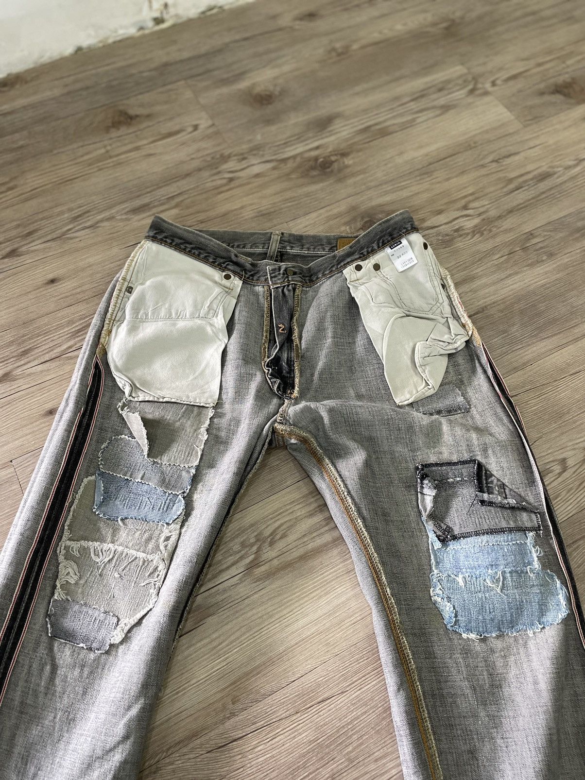 Edwin × Vintage EDWIN 505 Reconstructed Selvedge Denim Jeans Size US 31 - 19 Thumbnail