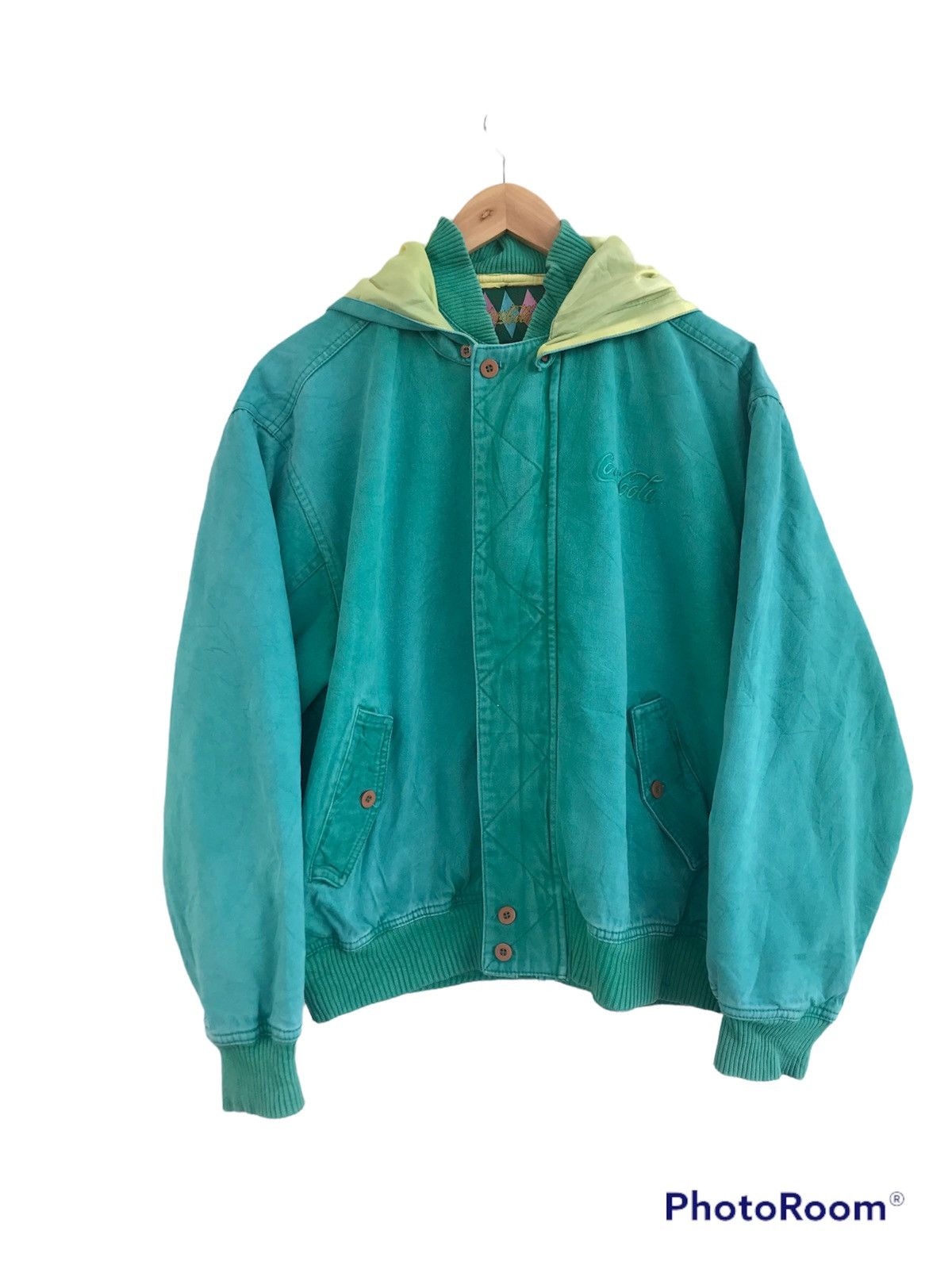 Coca Cola Vtg Coca Cola (coke) hooded bomber velvet jacket Size US M / EU 48-50 / 2 - 1 Thumbnail